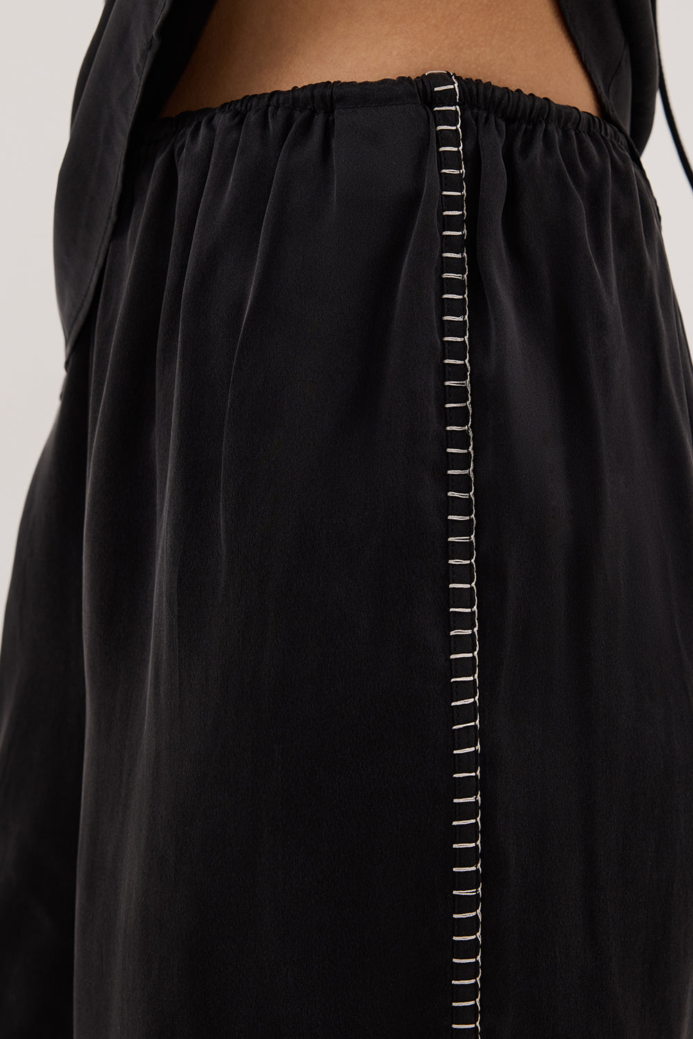 PIPER BLACK SILK STITCH DETAIL PANT
