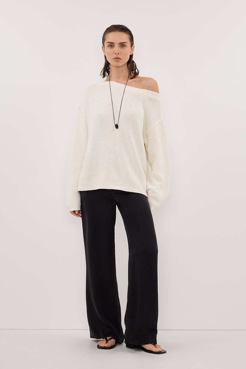 PIPER BLACK SILK STITCH DETAIL PANT