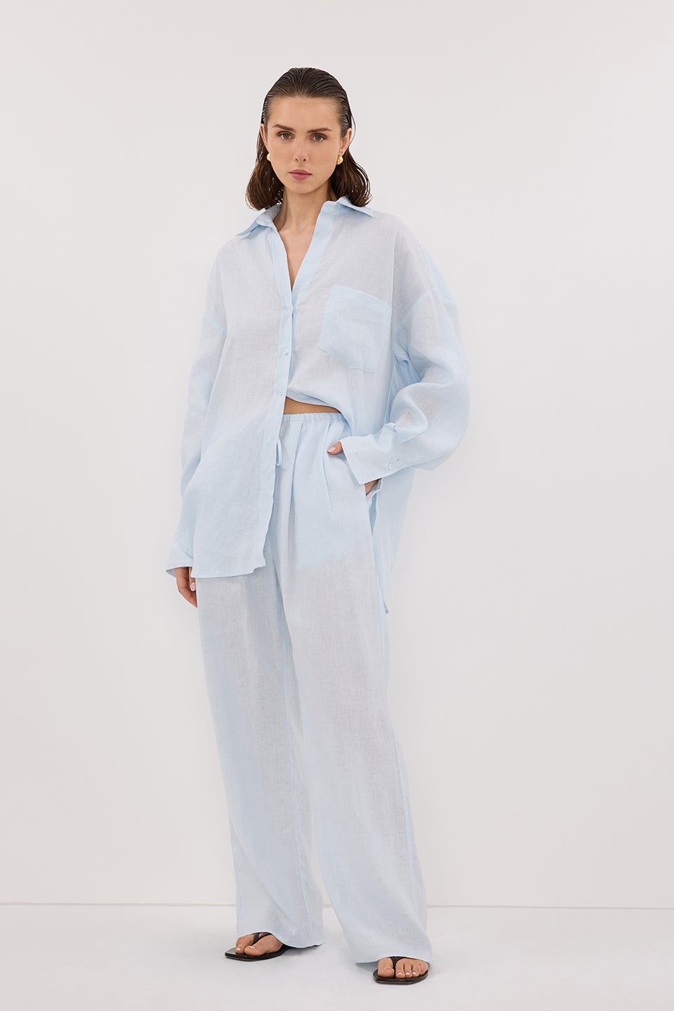 ELLIS ICE BLUE LINEN PANT