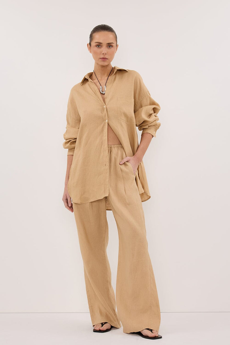 LUNE TAN LINEN PANT