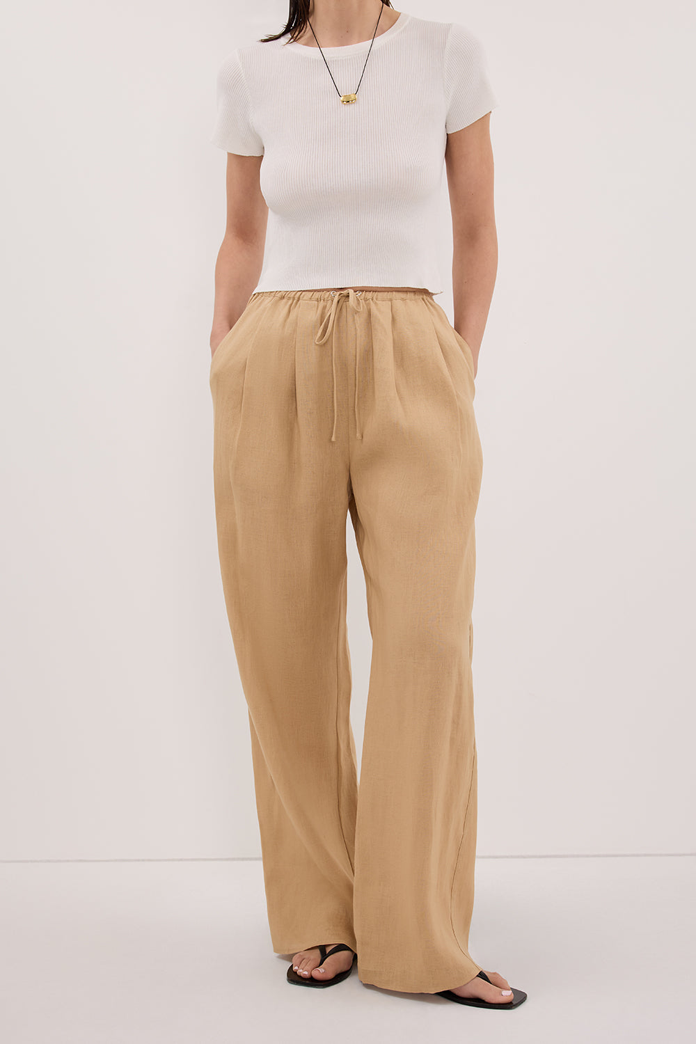 LUNE TAN LINEN PANT