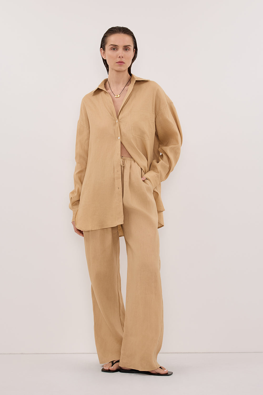 LUNE TAN LINEN PANT