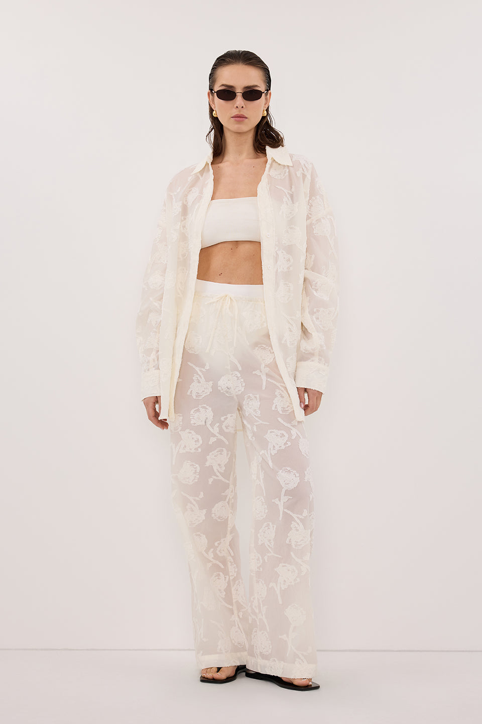 AZALEA OFF WHITE JACQUARD PANT
