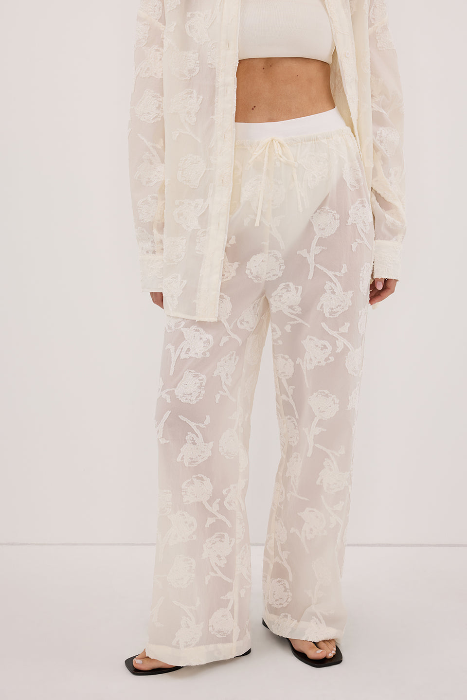 AZALEA OFF WHITE JACQUARD PANT