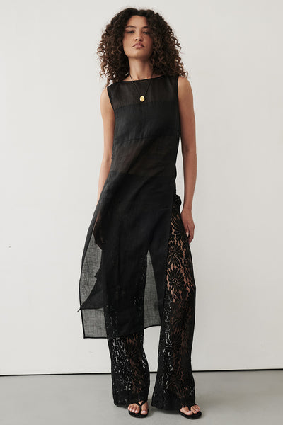 Kristen wearing WILMA BLACK LACE PANT