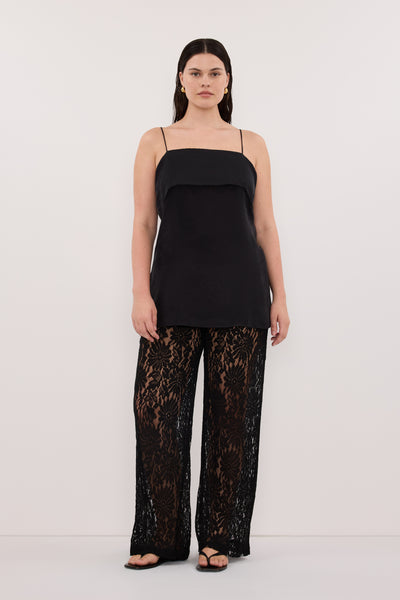 Jasmine wearing WILMA BLACK LACE PANT