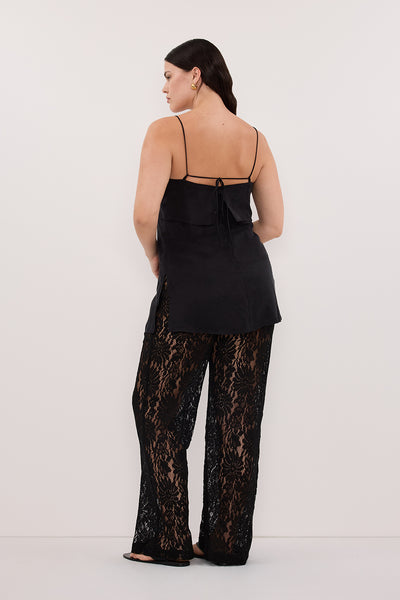 Jasmine wearing WILMA BLACK LACE PANT