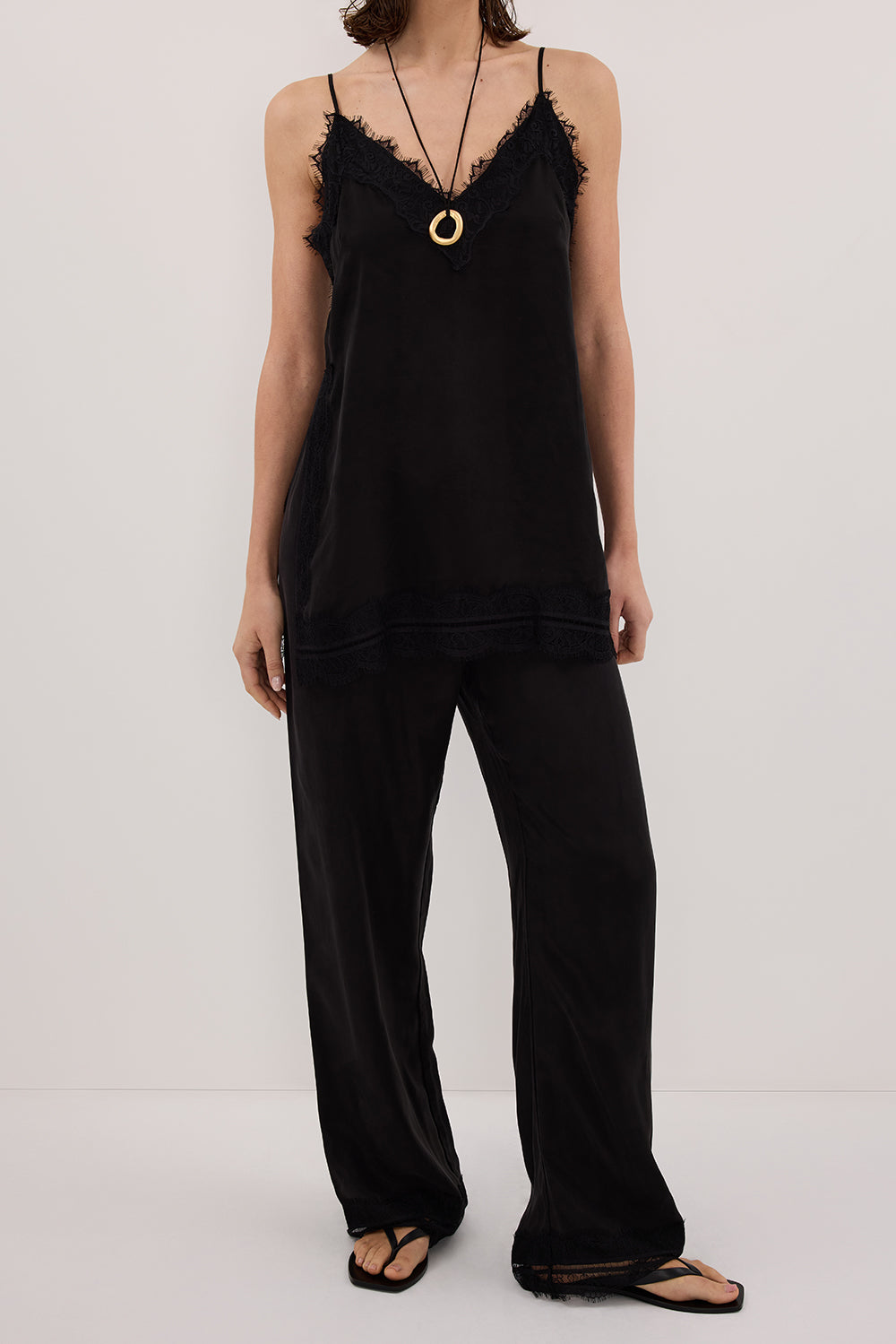 ANDREA BLACK CUPRO LACE PANT