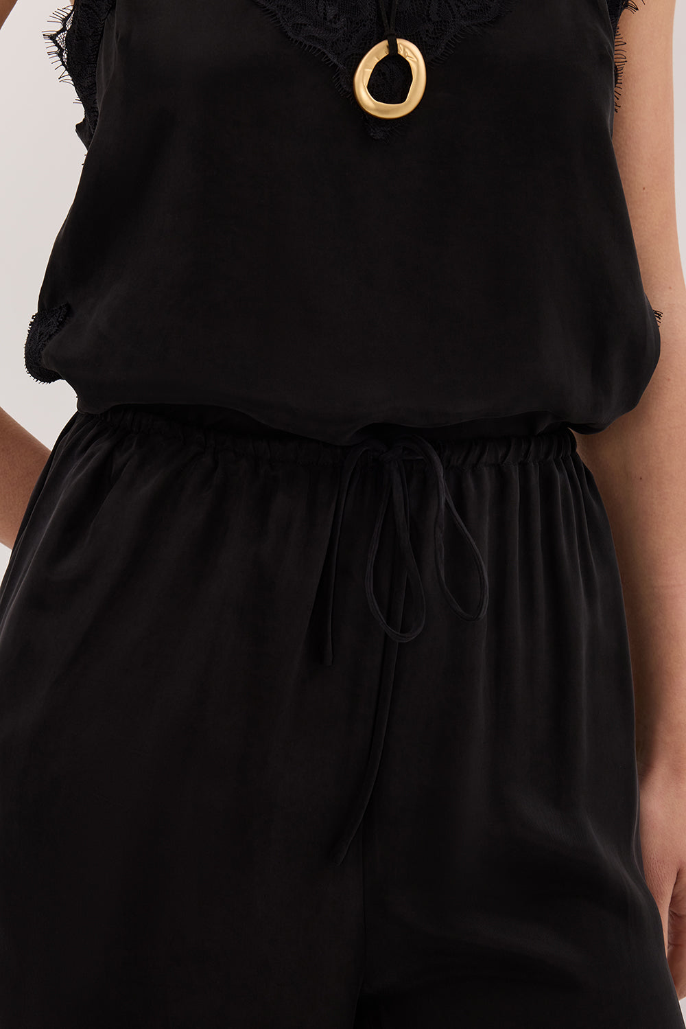 ANDREA BLACK CUPRO LACE PANT