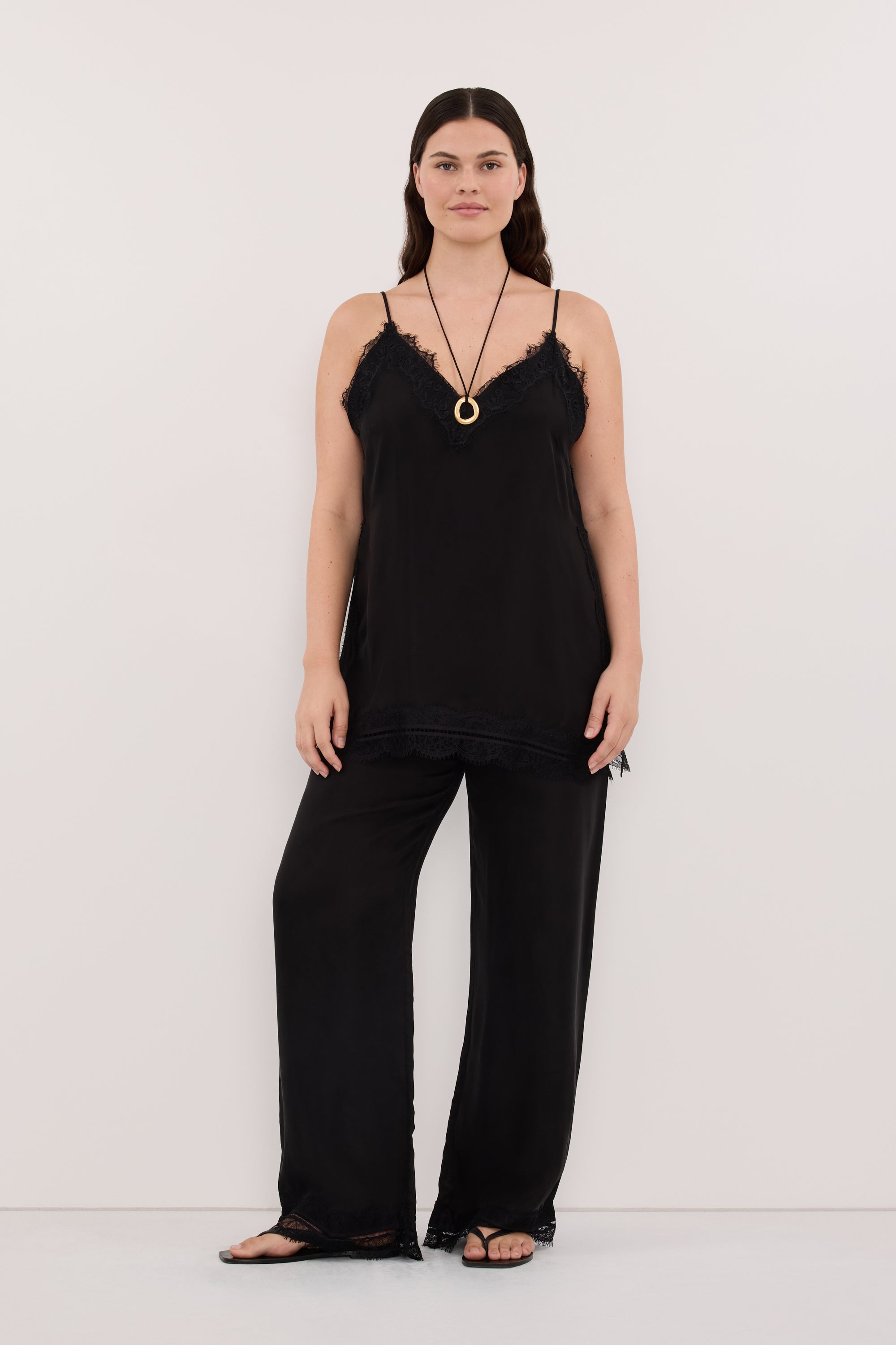 ANDREA BLACK CUPRO LACE PANT – DISSH