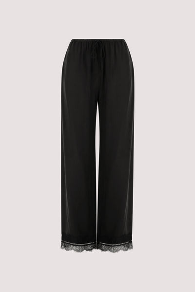 Stas wearing ANDREA BLACK CUPRO LACE PANT