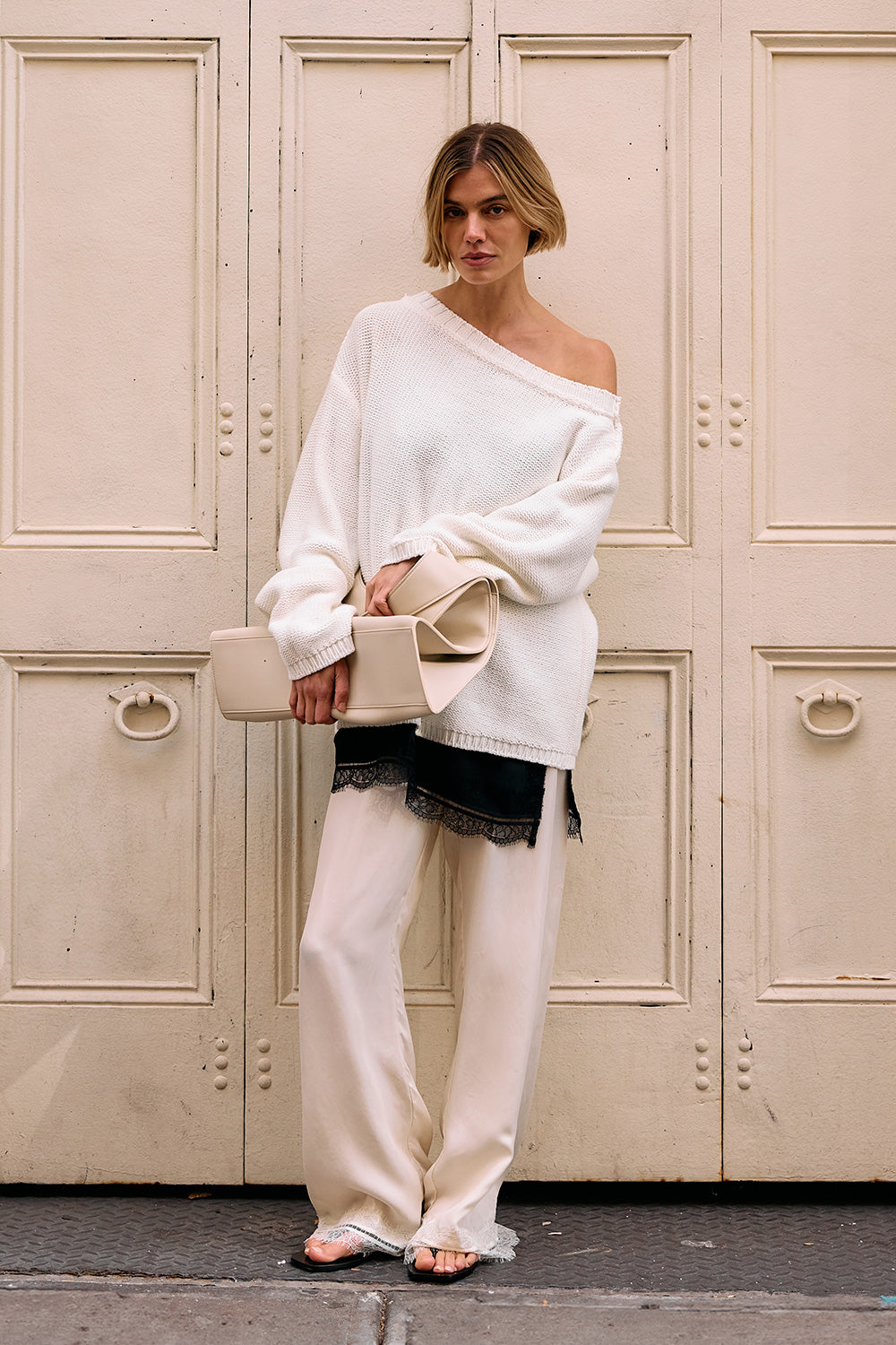 ANDREA SANDSTONE CUPRO LACE PANT