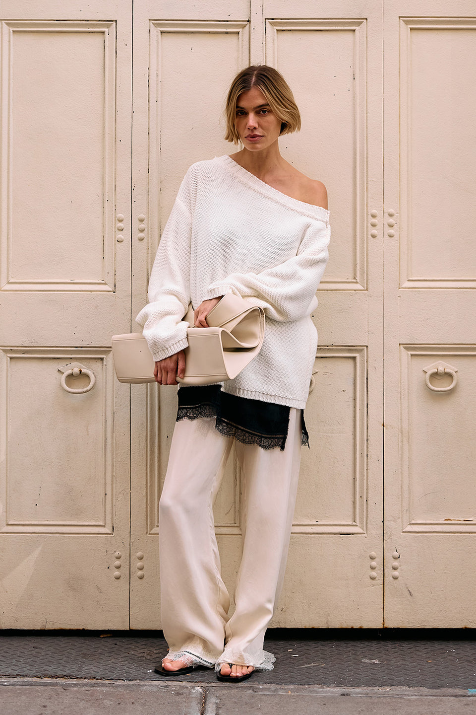 ANDREA SANDSTONE CUPRO LACE PANT