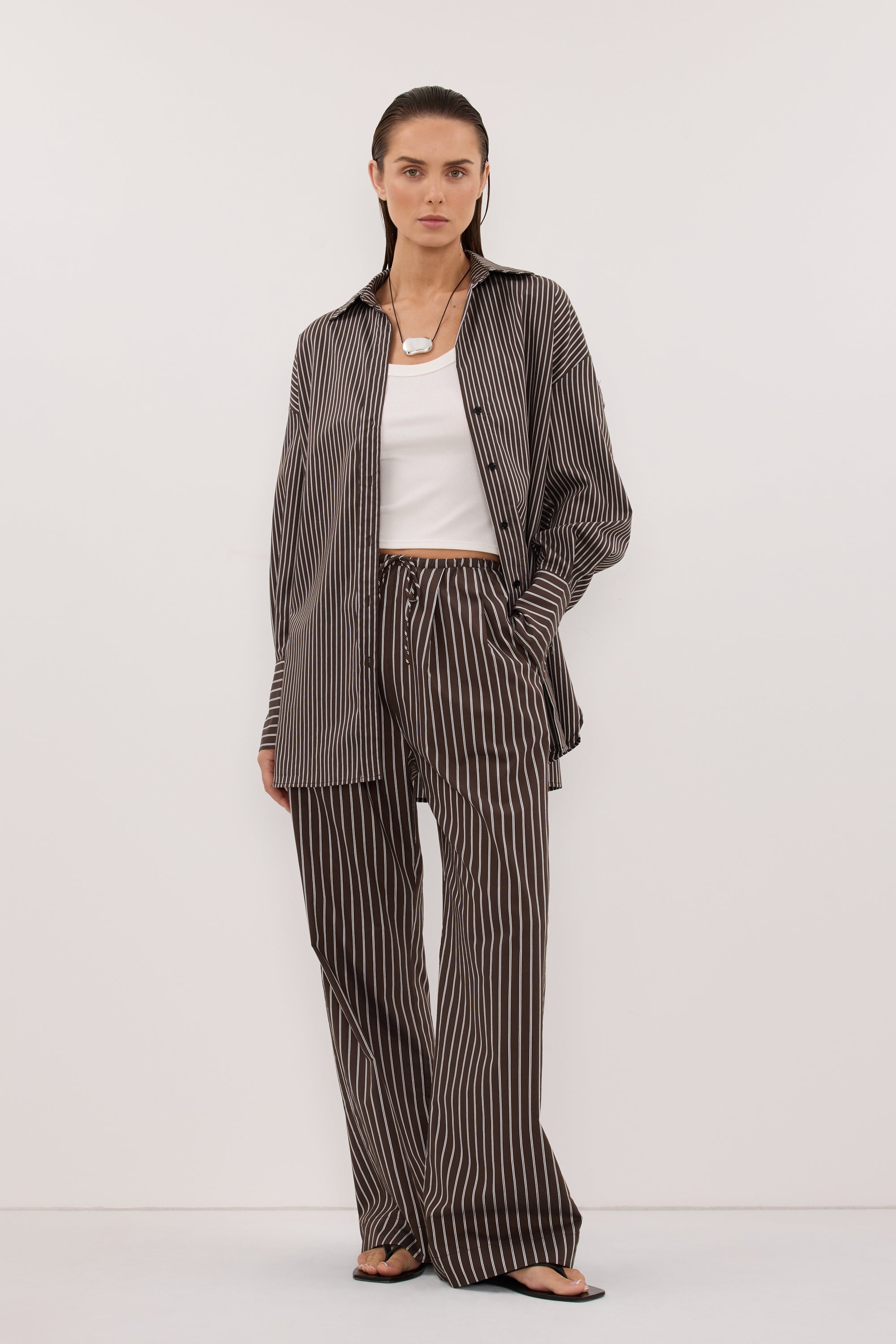 SABLE BITTER CHOC SILK BLEND PANT