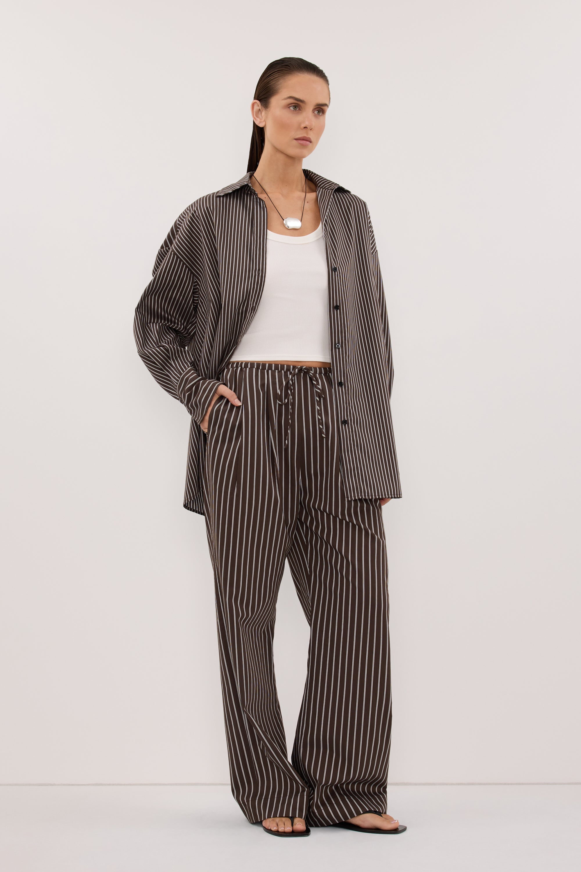 SABLE BITTER CHOC SILK BLEND PANT