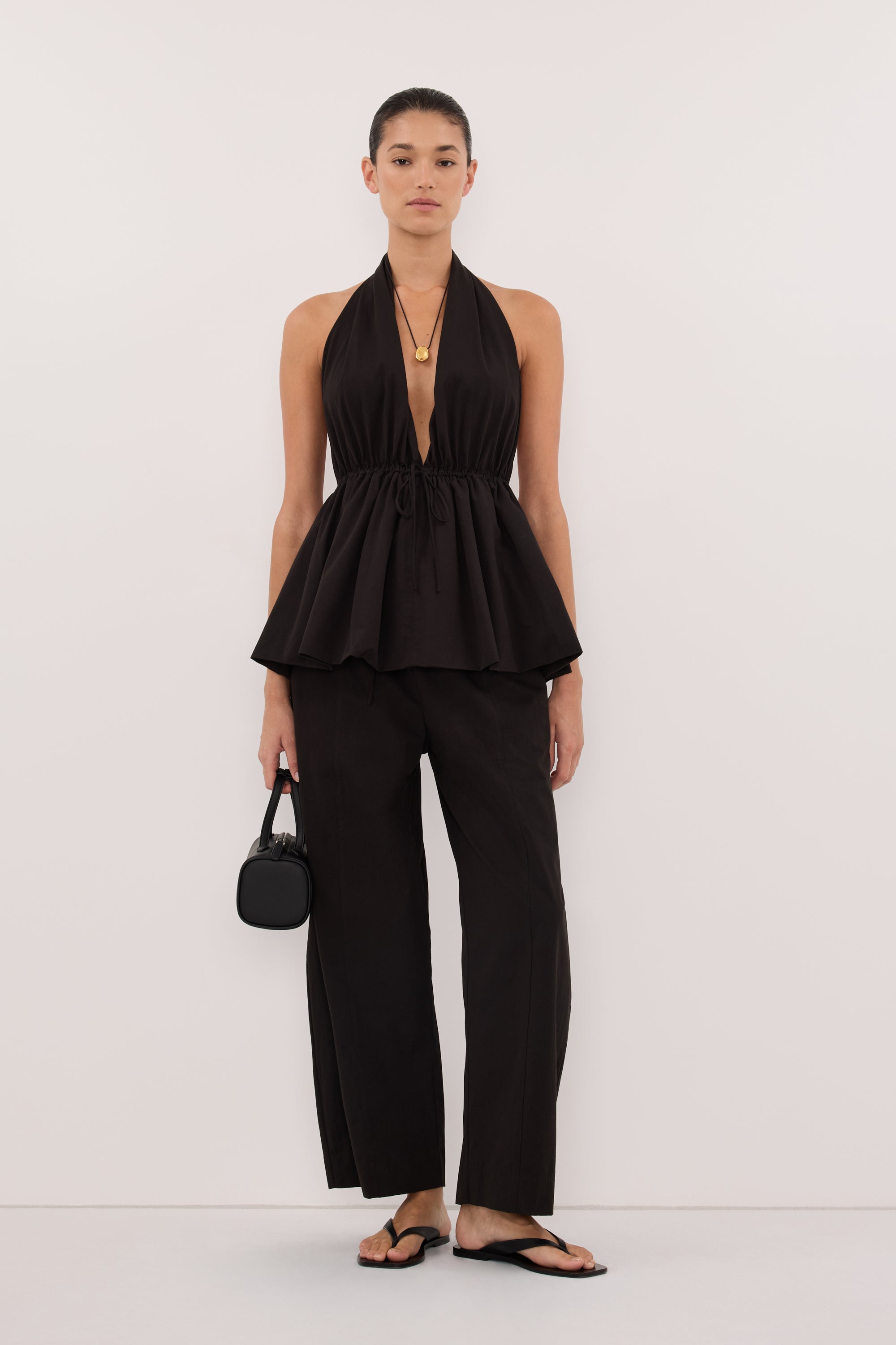 SCOUT BLACK COTTON BARREL LEG PANT