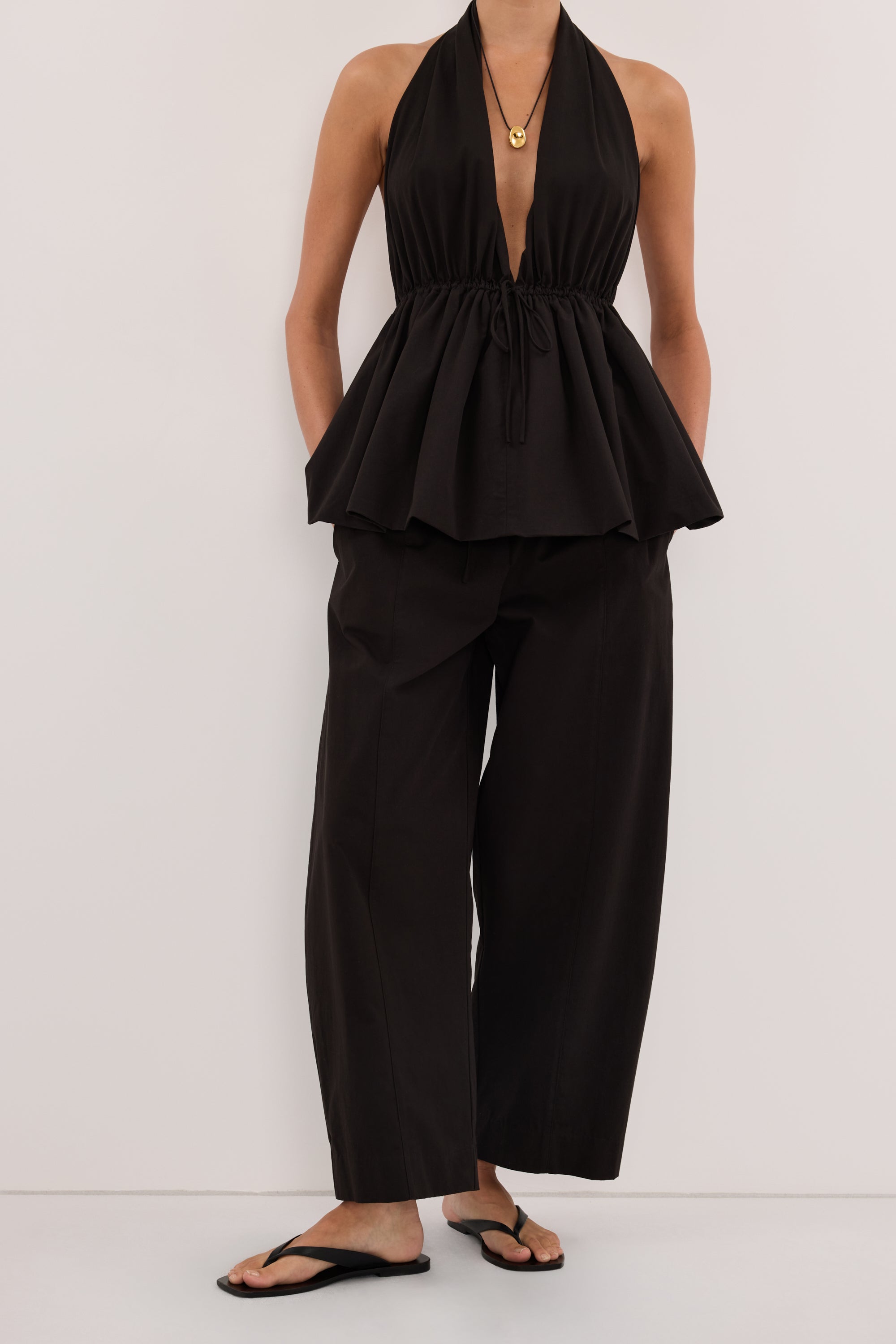SCOUT BLACK COTTON BARREL LEG PANT