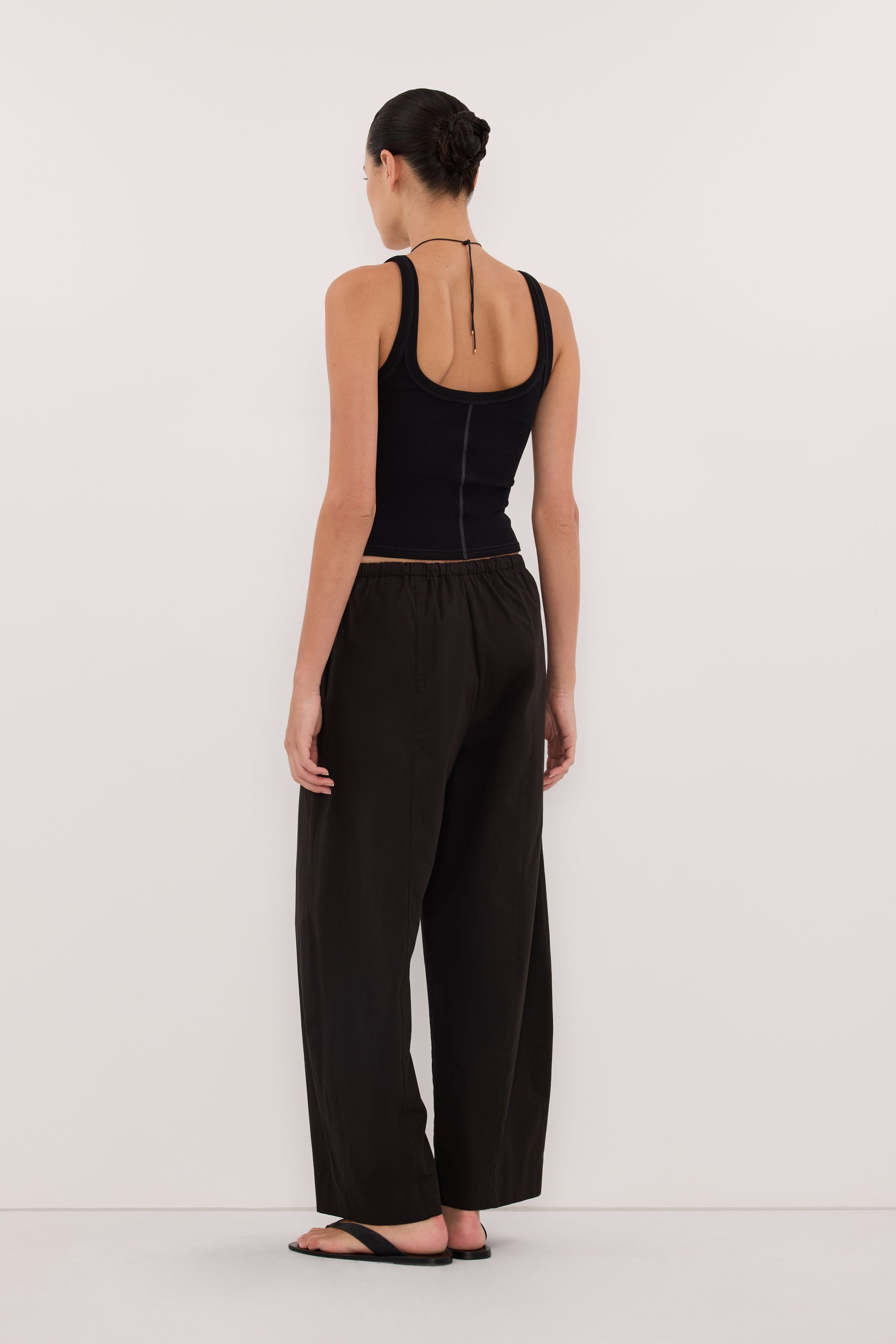 SCOUT BLACK COTTON BARREL LEG PANT