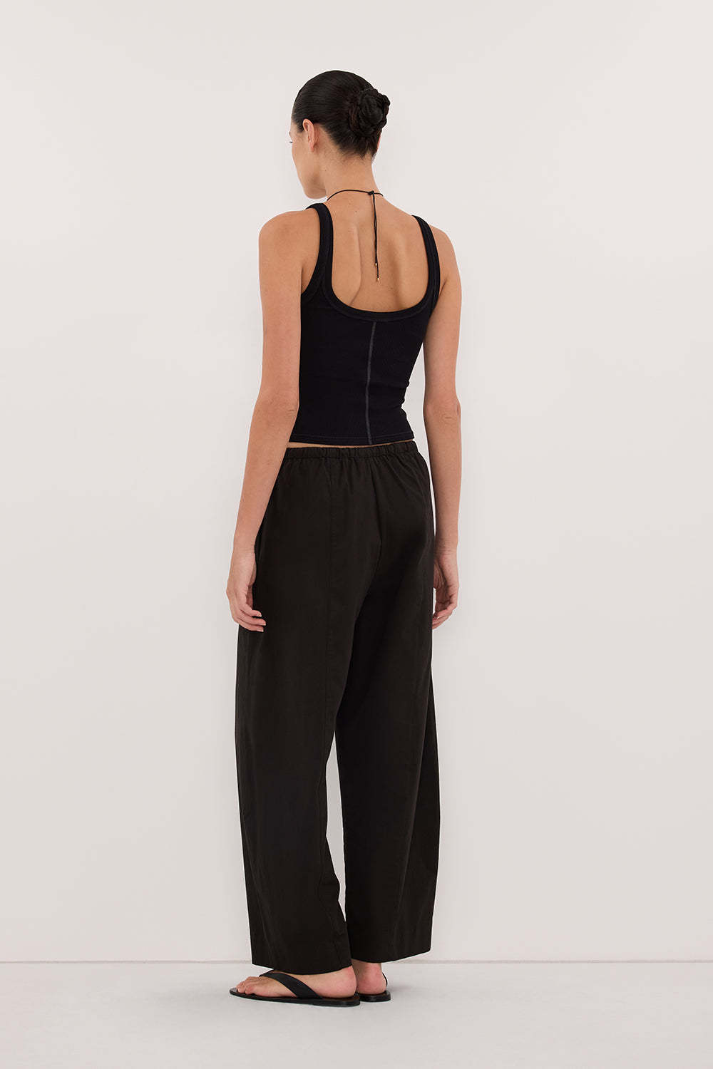 SCOUT BLACK COTTON BARREL LEG PANT