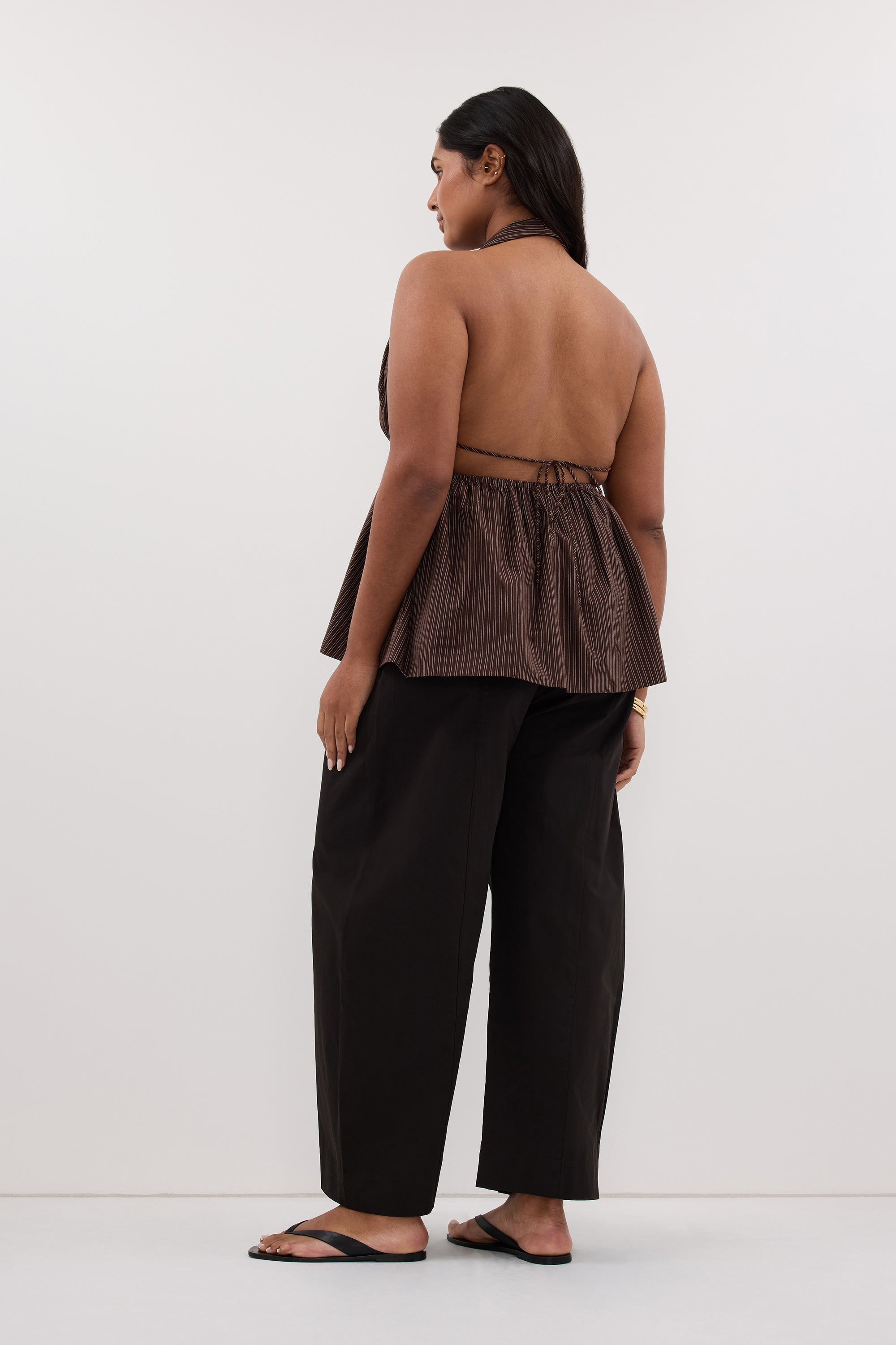 SCOUT BLACK COTTON BARREL LEG PANT
