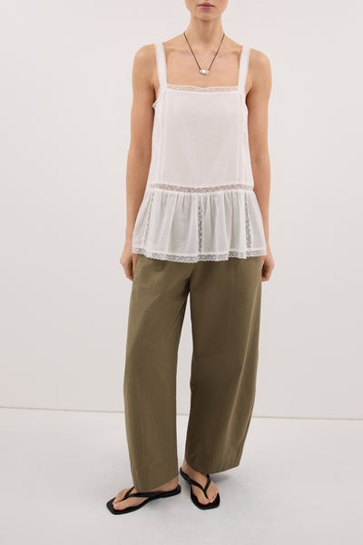 Stas wearing SCOUT KHAKI COTTON BARREL LEG PANT