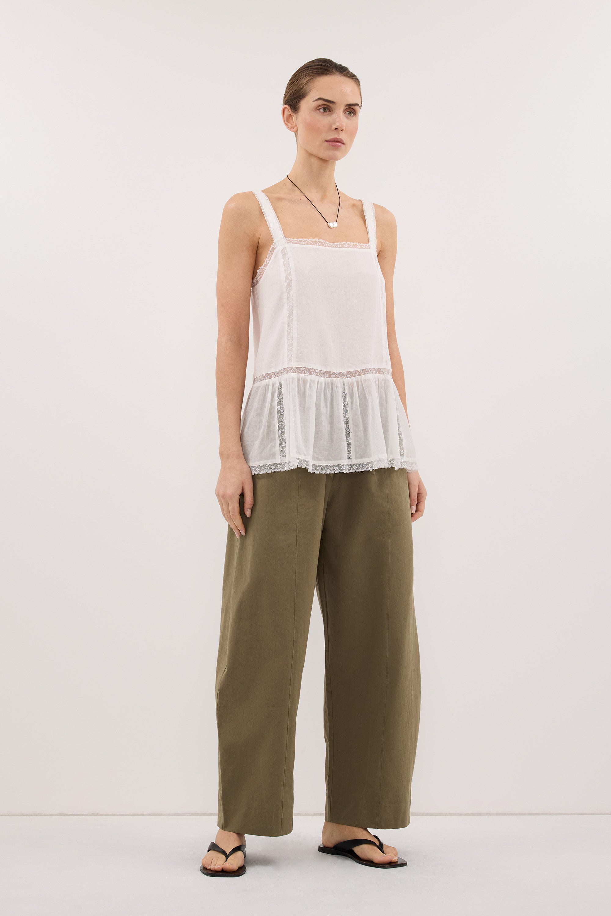 SCOUT KHAKI COTTON BARREL LEG PANT
