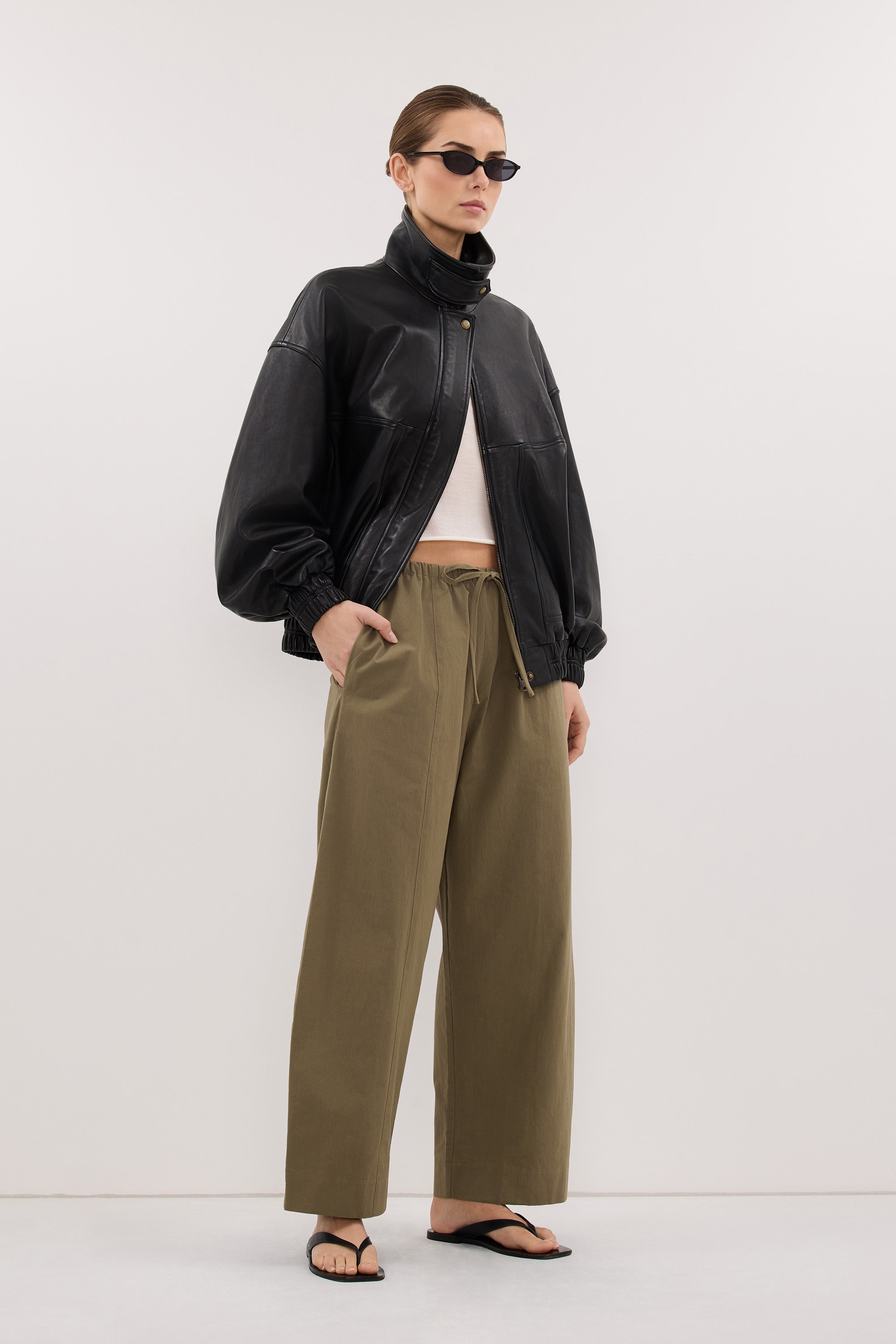 SCOUT KHAKI COTTON BARREL LEG PANT