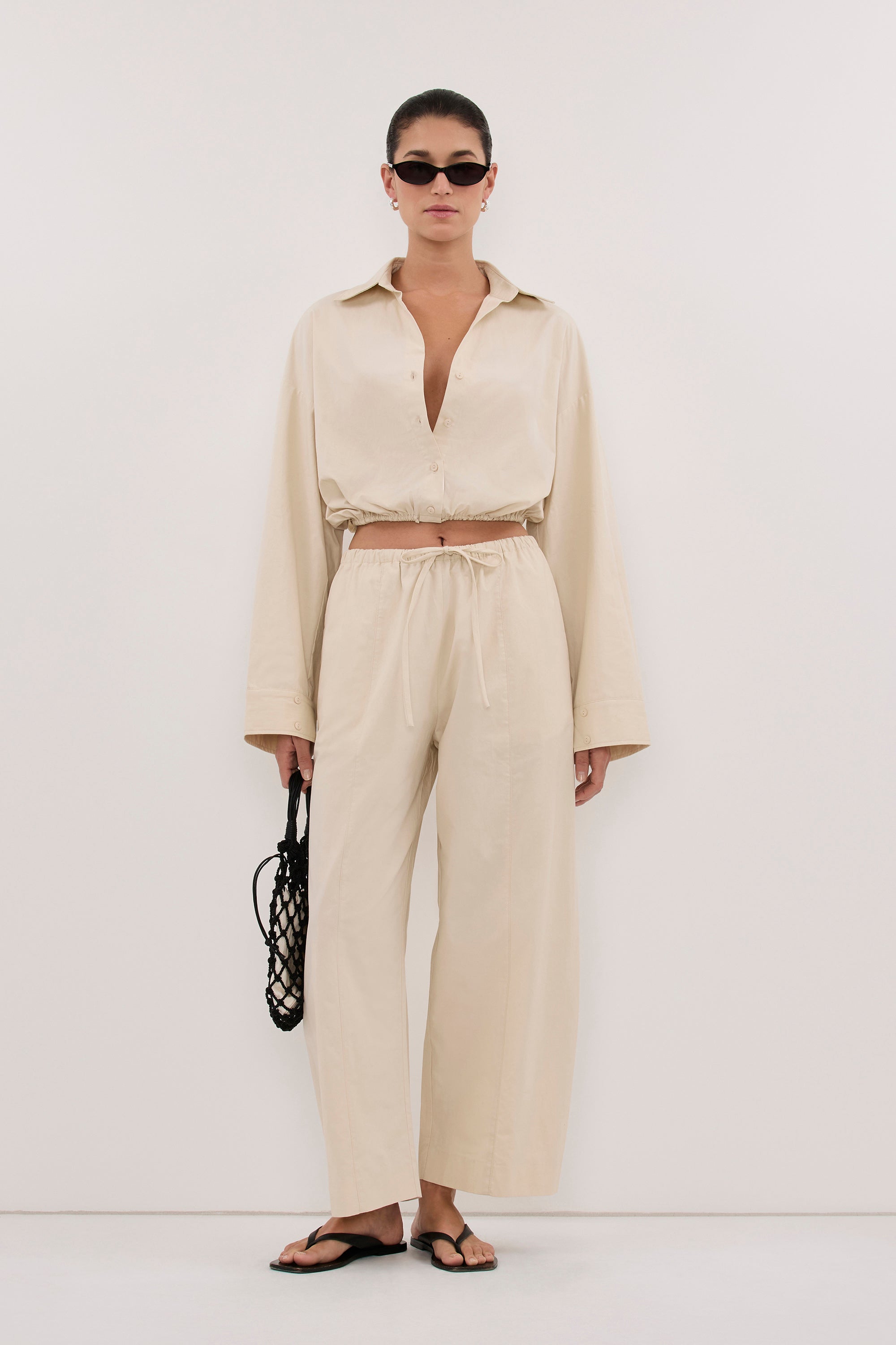 SCOUT PLASTER COTTON BARREL LEG PANT