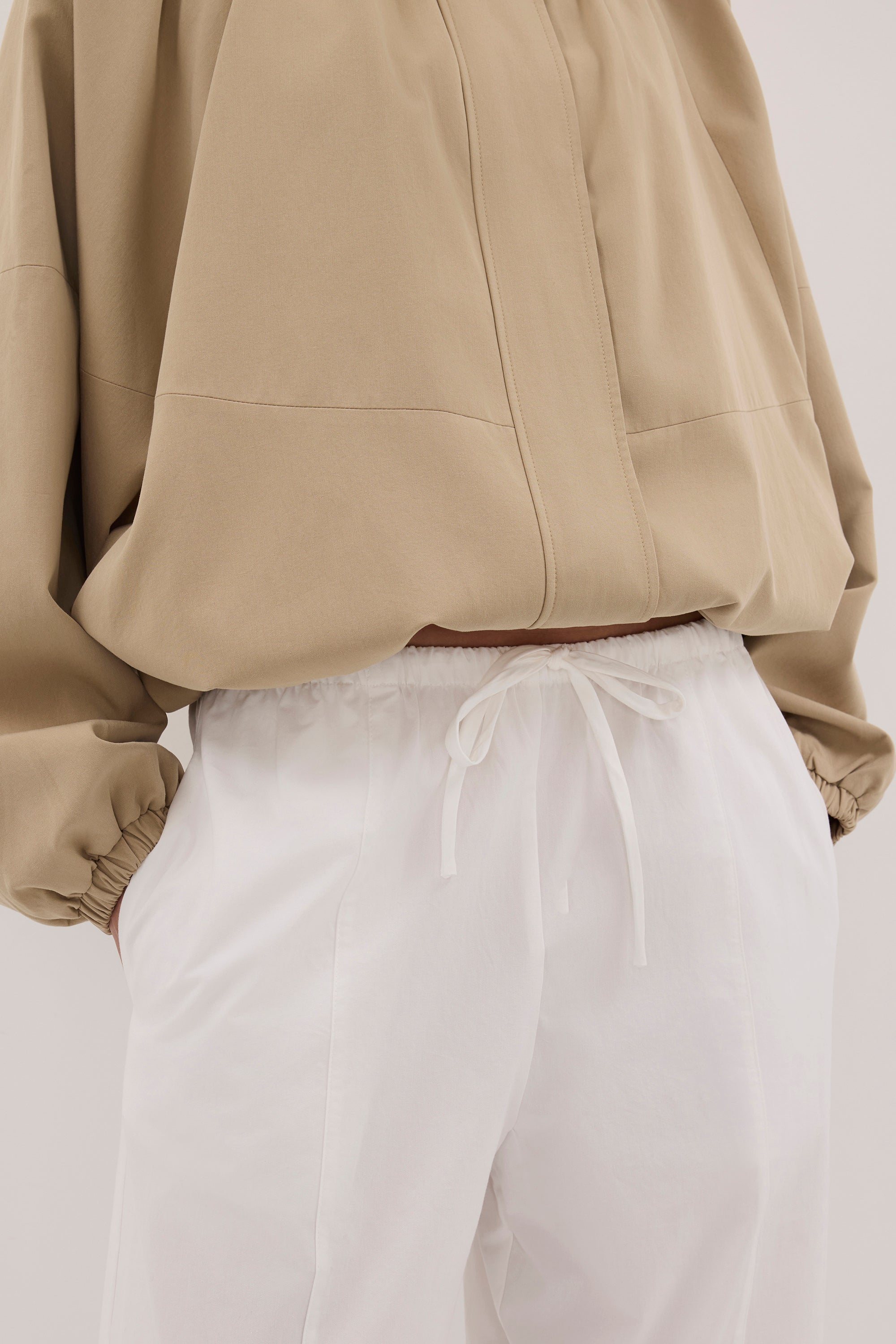 SCOUT WHITE COTTON BARREL LEG PANT