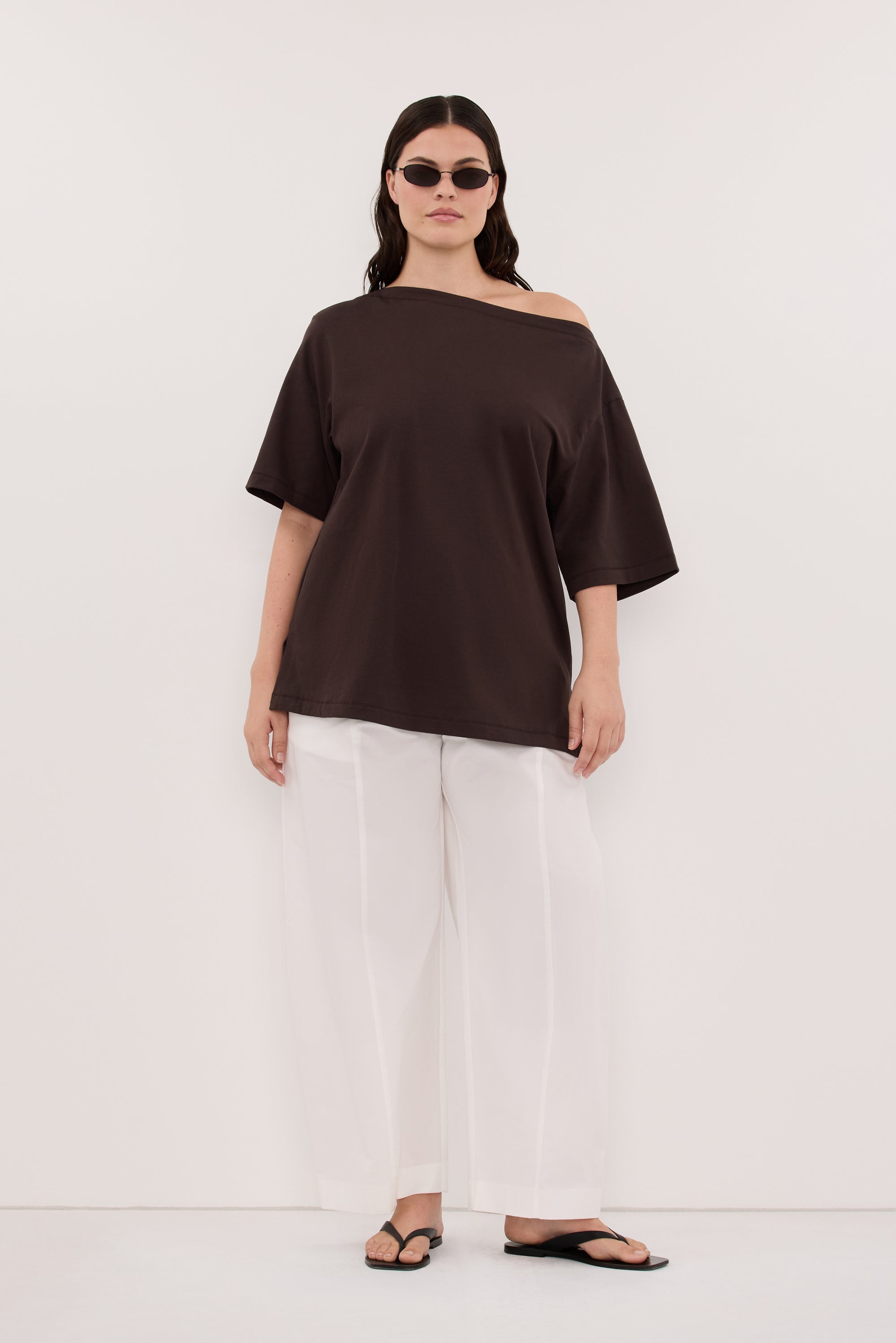 SCOUT WHITE COTTON BARREL LEG PANT
