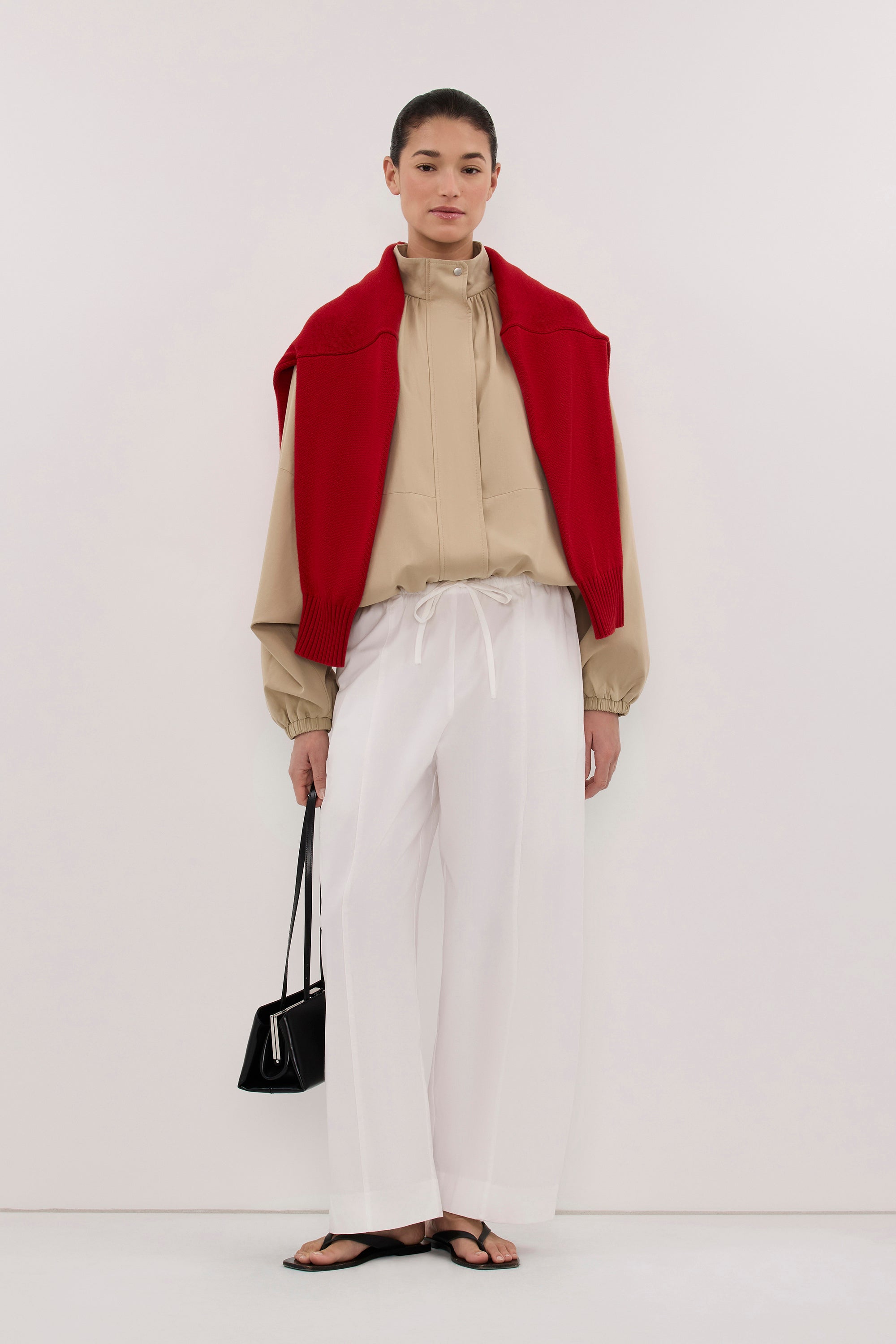 SCOUT WHITE COTTON BARREL LEG PANT
