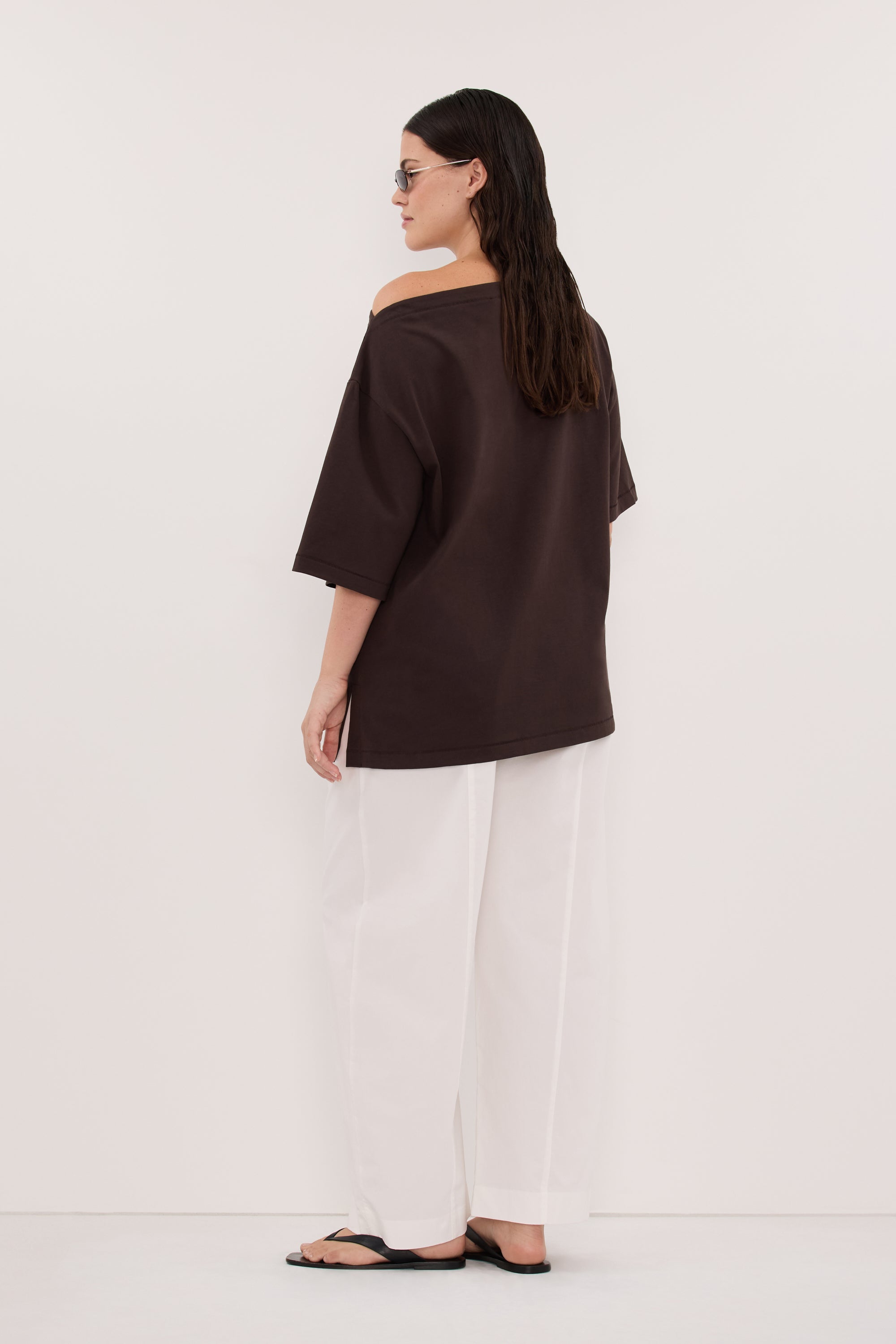 SCOUT WHITE COTTON BARREL LEG PANT