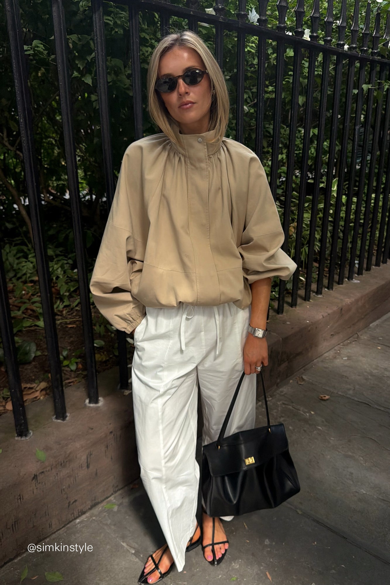 SCOUT WHITE COTTON BARREL LEG PANT