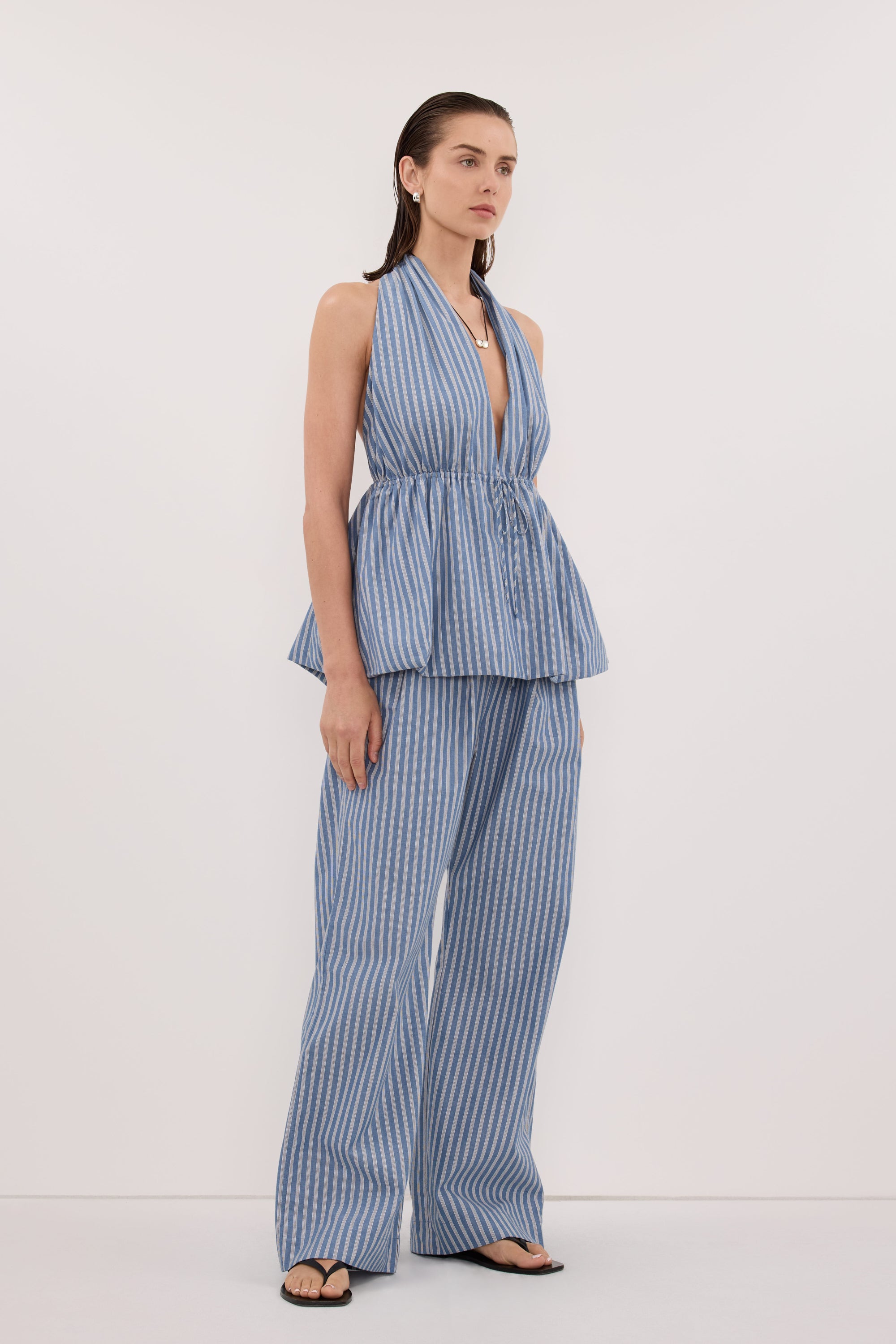 GRACIE BLUE STRIPE DRAWSTRING PANT