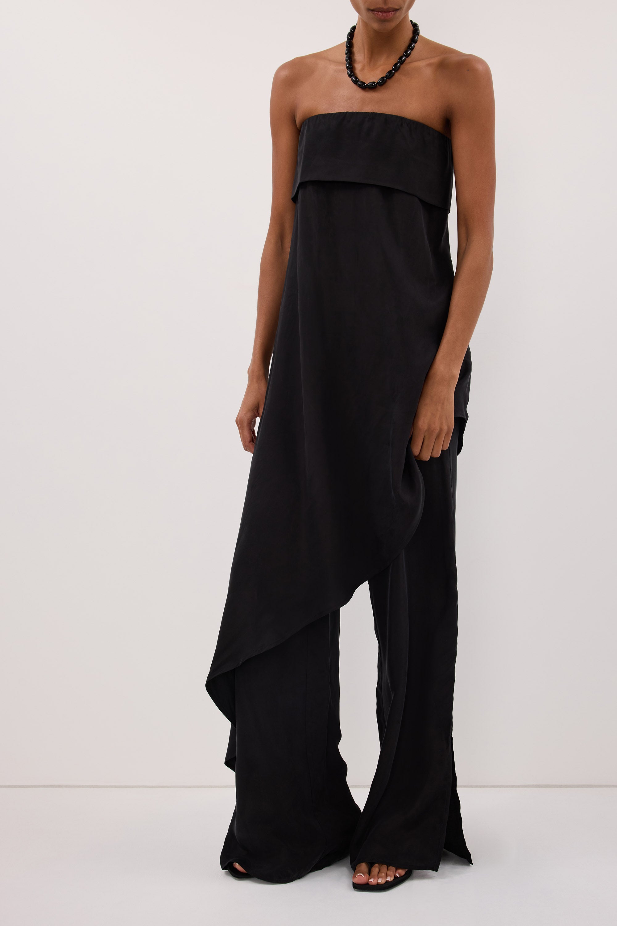 XENA BLACK CUPRO SIDE SPLIT PANT