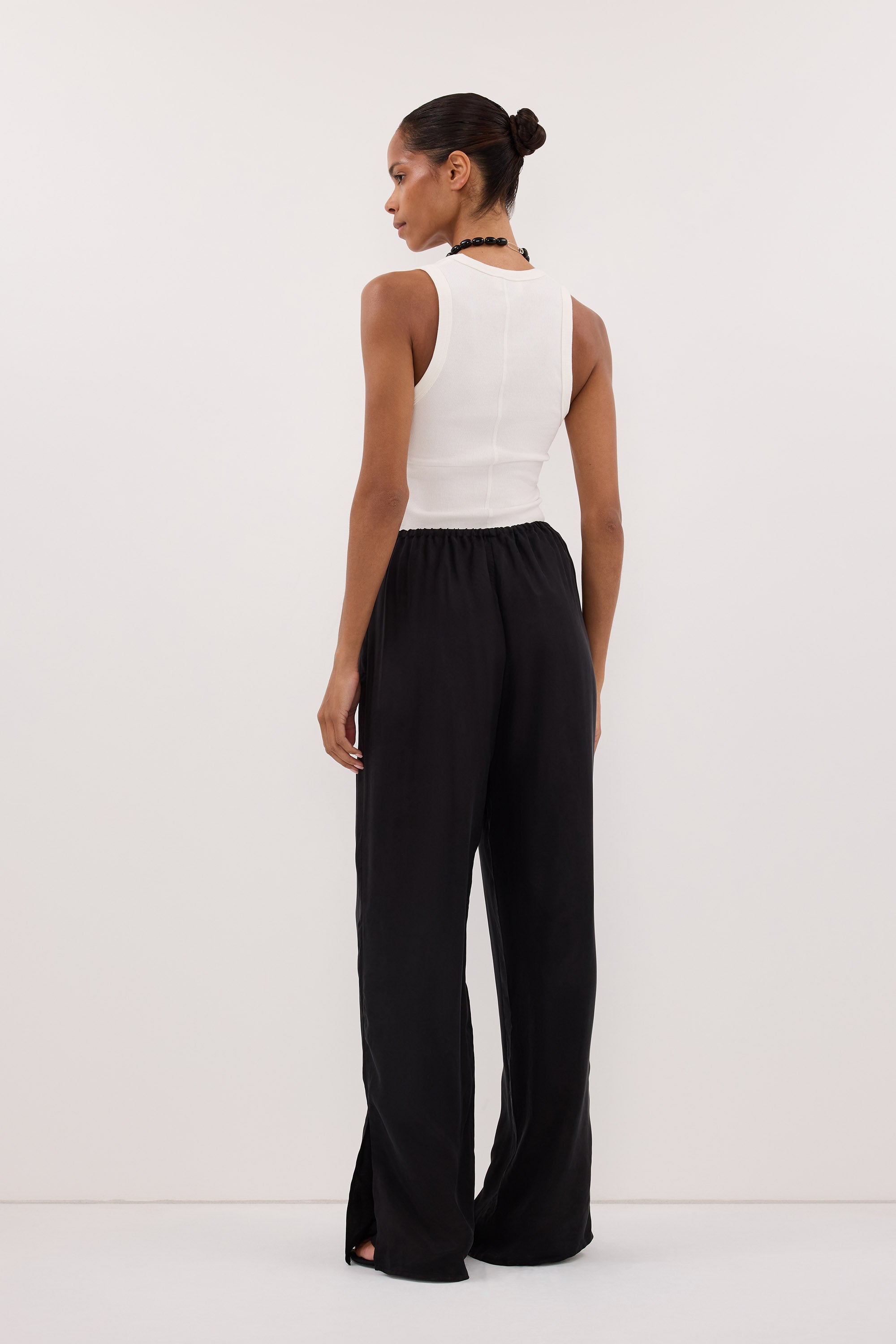 XENA BLACK CUPRO SIDE SPLIT PANT – DISSH