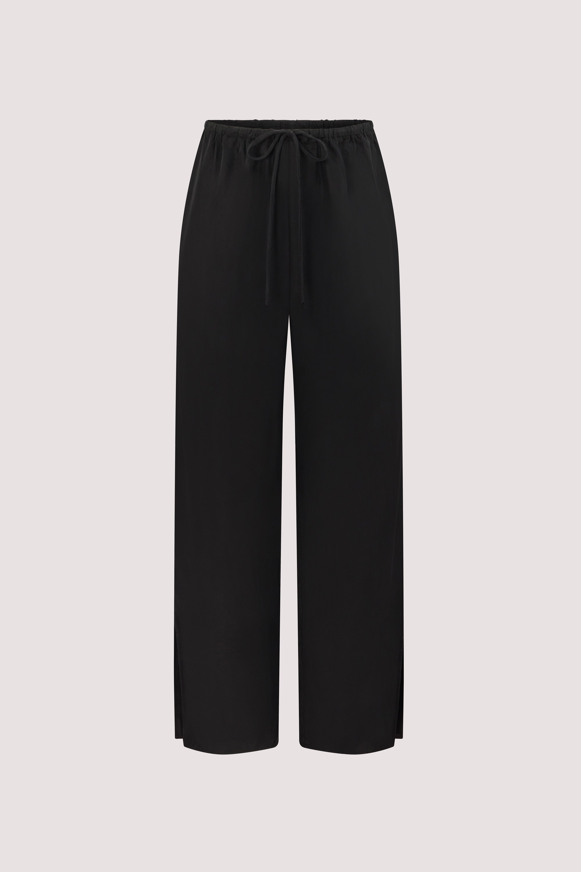 LOHEN★DOUBLE WAIST HALF PANTS XENA BLACK CUPRO SIDE SPLIT PANT – DISSH
