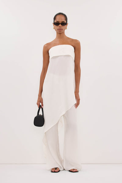 Kristen wearing XENA WHITE CUPRO SIDE SPLIT PANT
