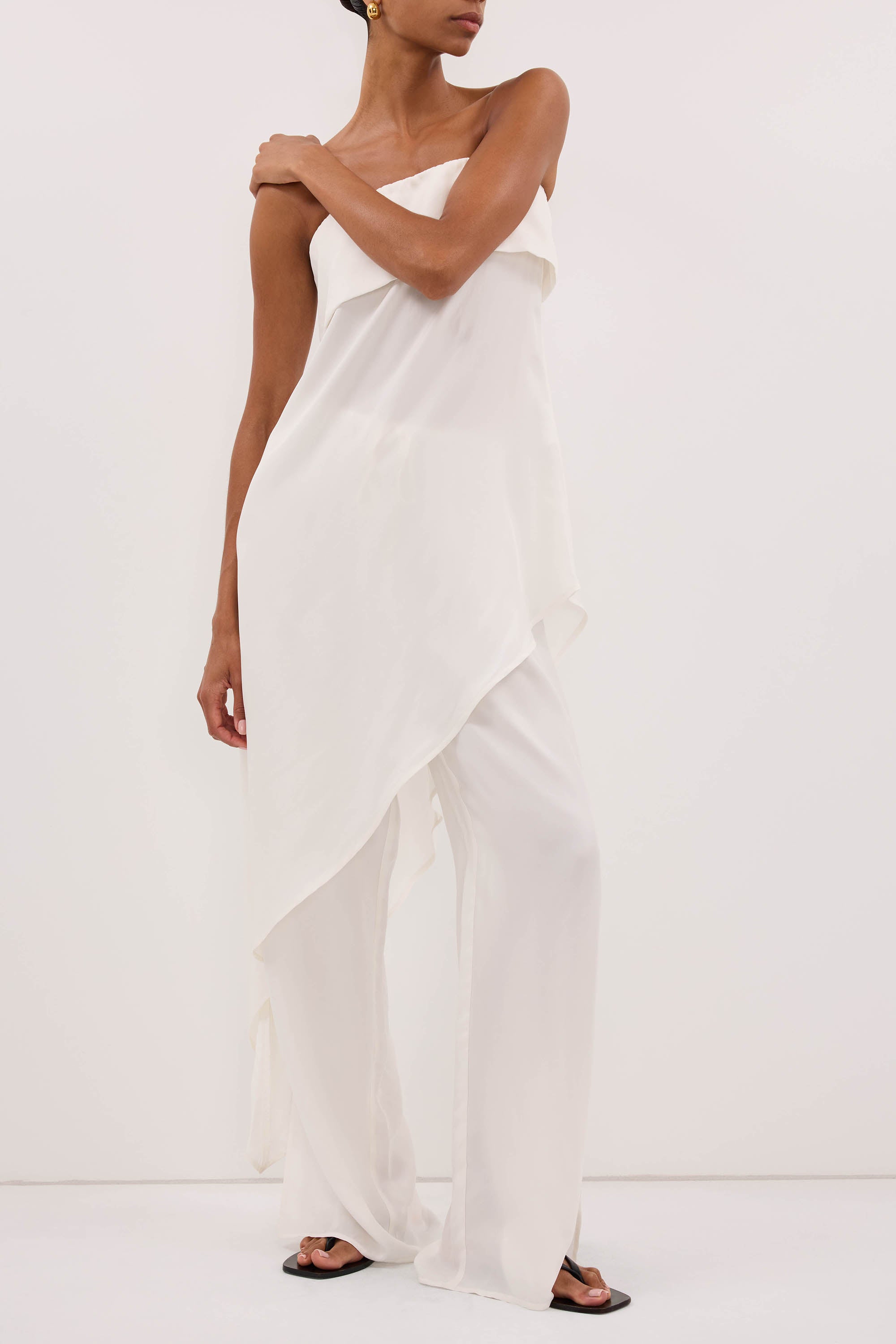 XENA WHITE CUPRO SIDE SPLIT PANT