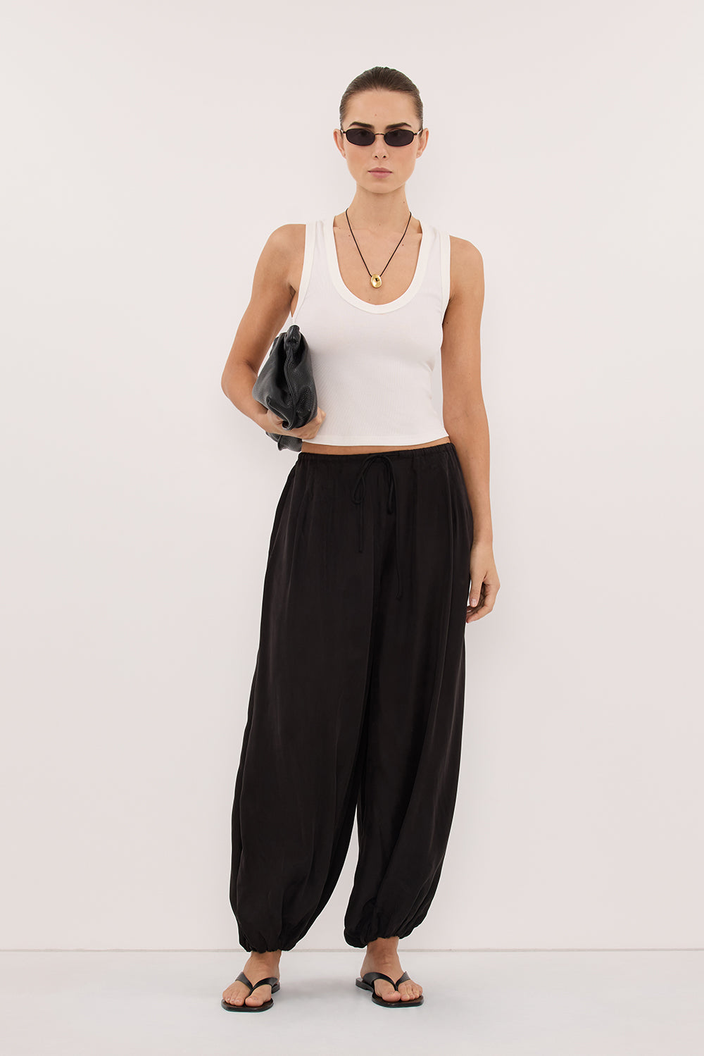 FRANCIS BLACK CUPRO BALLOON PANT