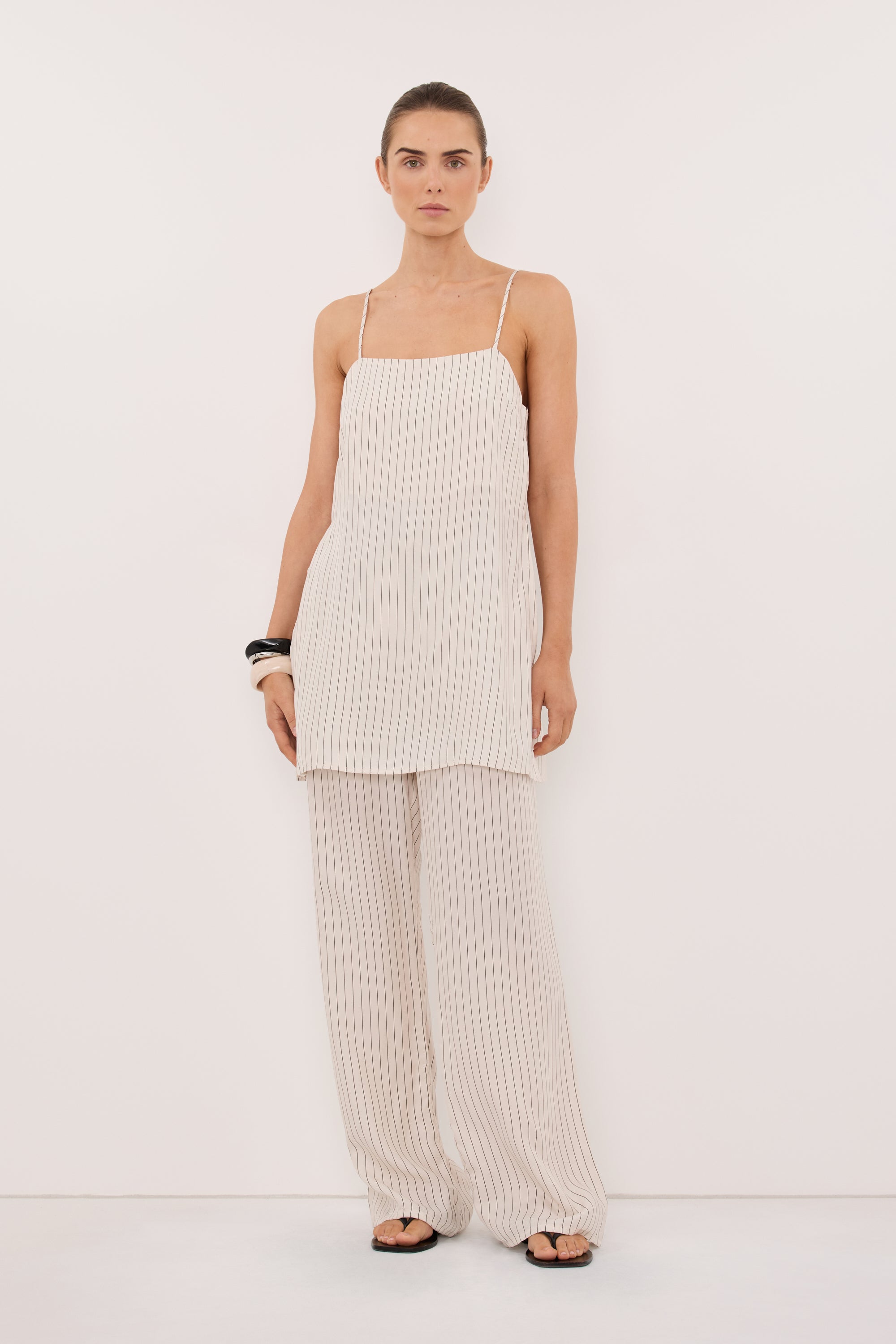 AMARA CREAM STRIPE CUPRO PANT
