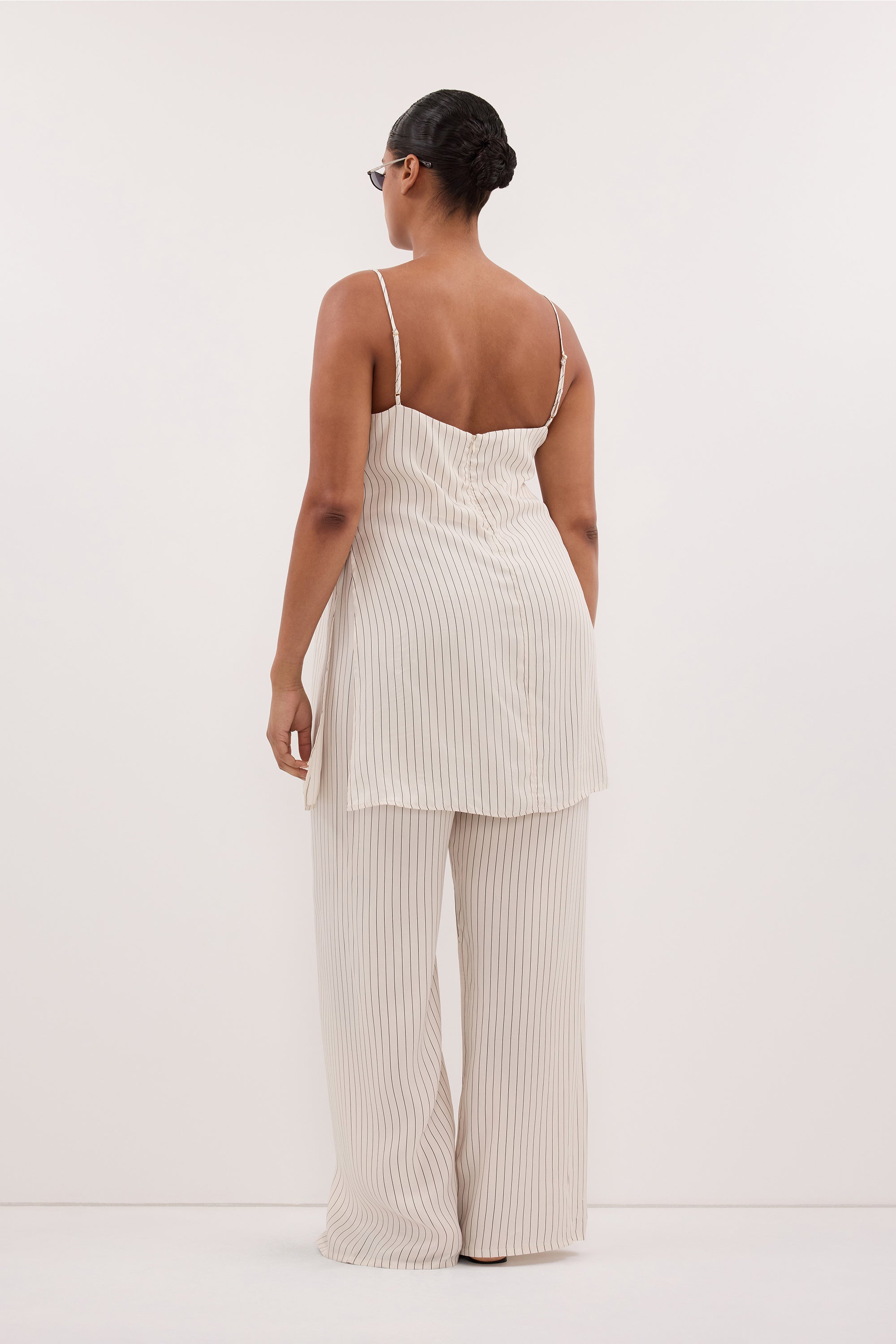 AMARA CREAM STRIPE CUPRO PANT
