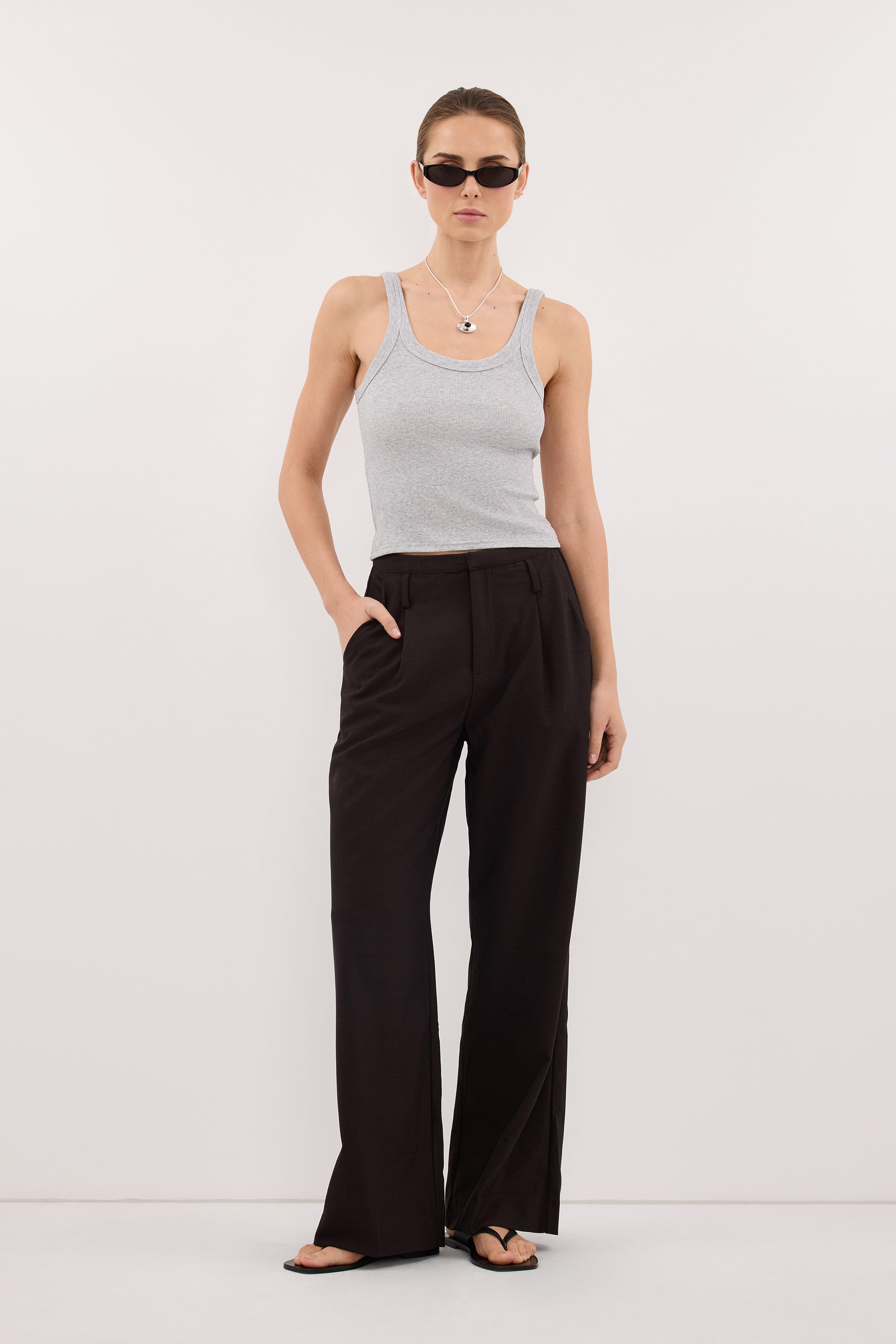 MONIQUE PEAT CHOC TAILORED PANT