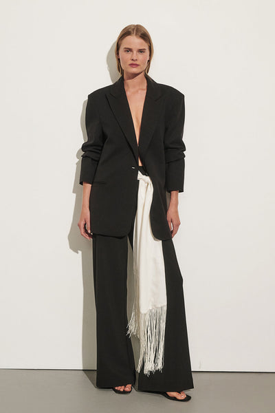 Zoe wearing HARLEY BLACK STRAIGHT LEG PANT