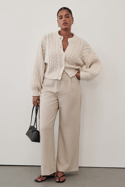 Jasmine wearing CYRUS NATURAL TAILORED PANT