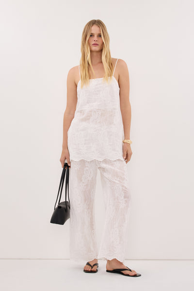 CORDELIA WHITE RAMIE CROP PANT – DISSH