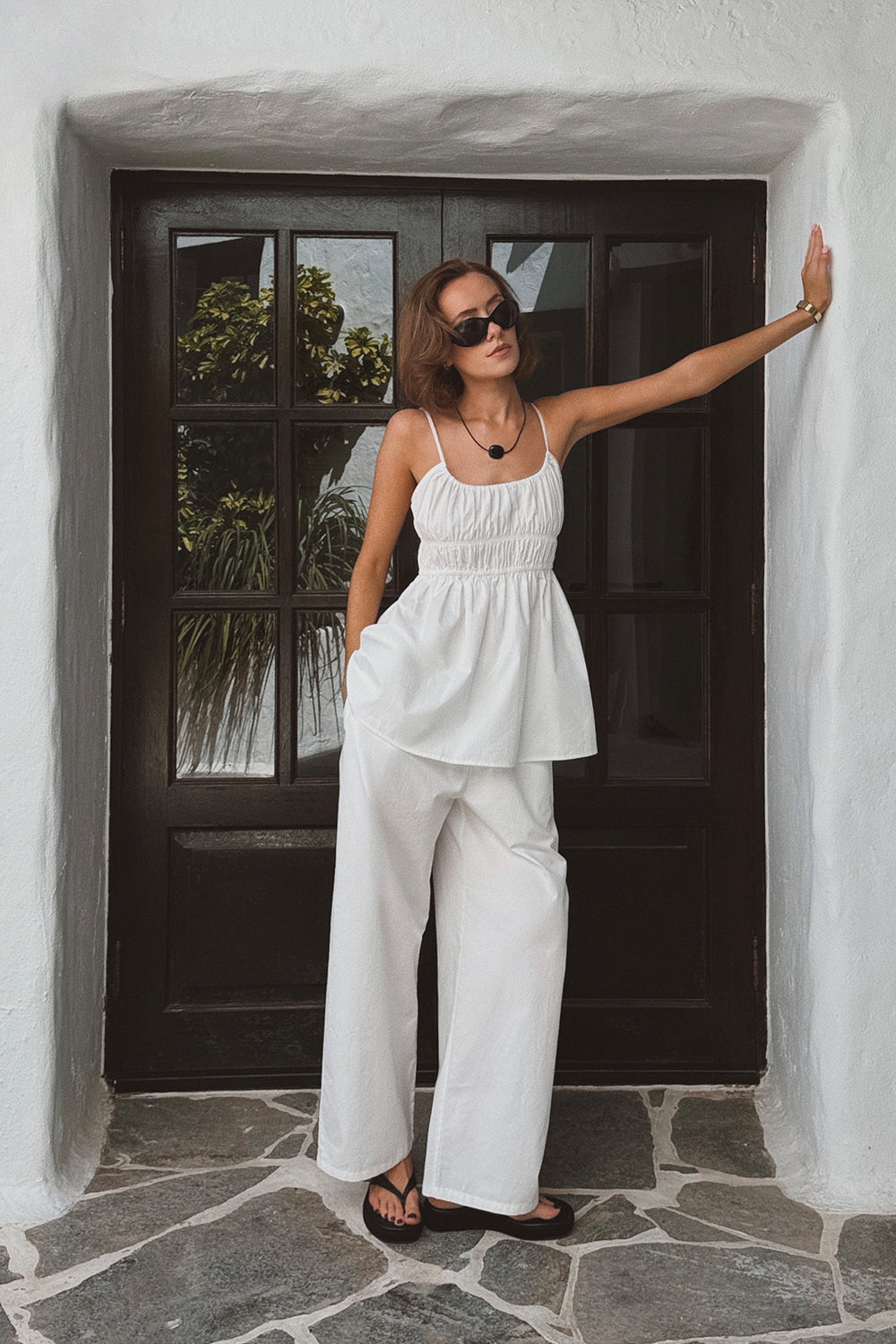 ZAHARA WHITE COTTON PANT