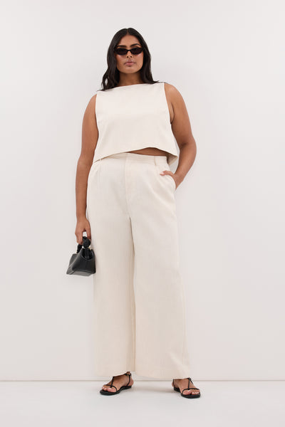 Shanaya wearing ROSALIE CREAM MARLE TAILORED PANT