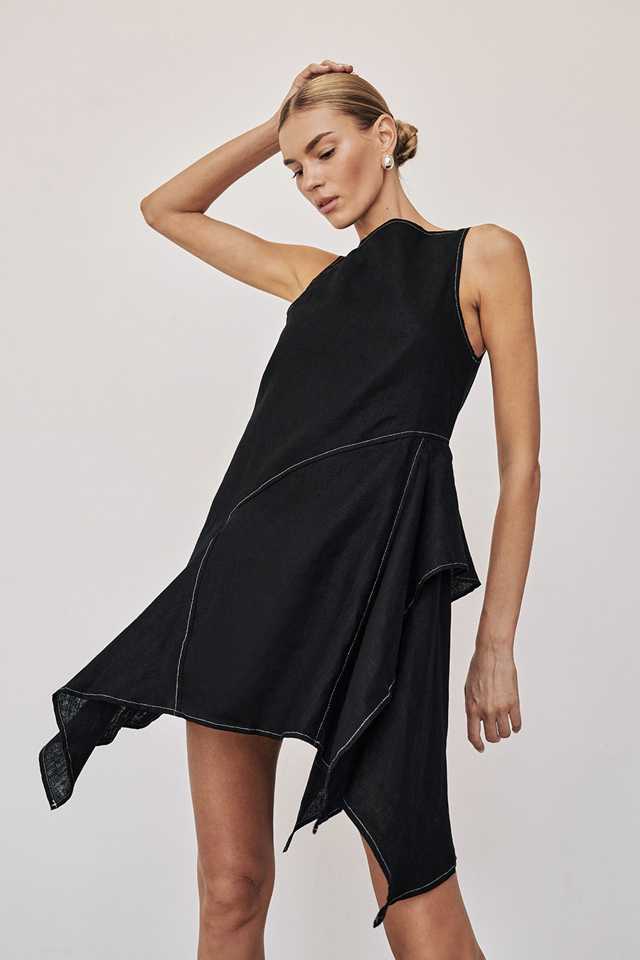 ELSIE BLACK LINEN MINI DRESS