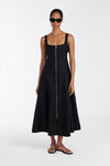 HARRIET BLACK LINEN MIDI DRESS